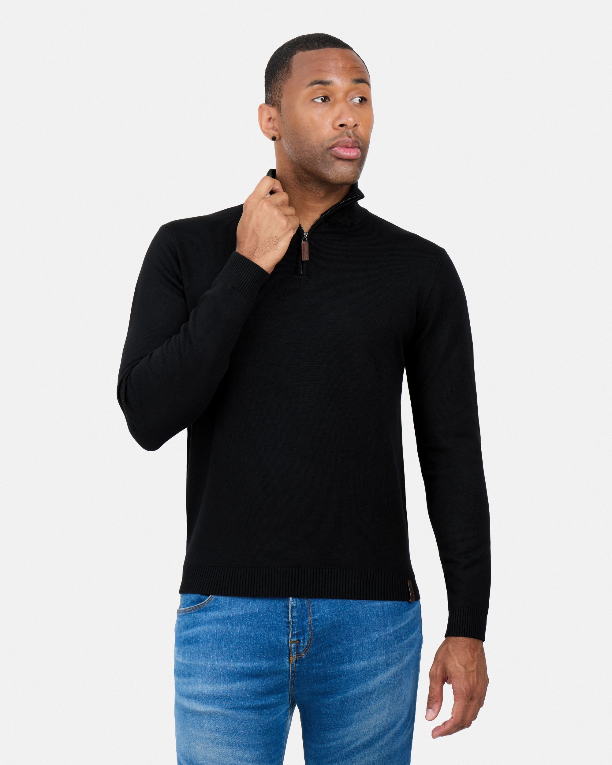 #SMW-34014 Quarter Zip Mock Neck Sweater-thumbmail-4
