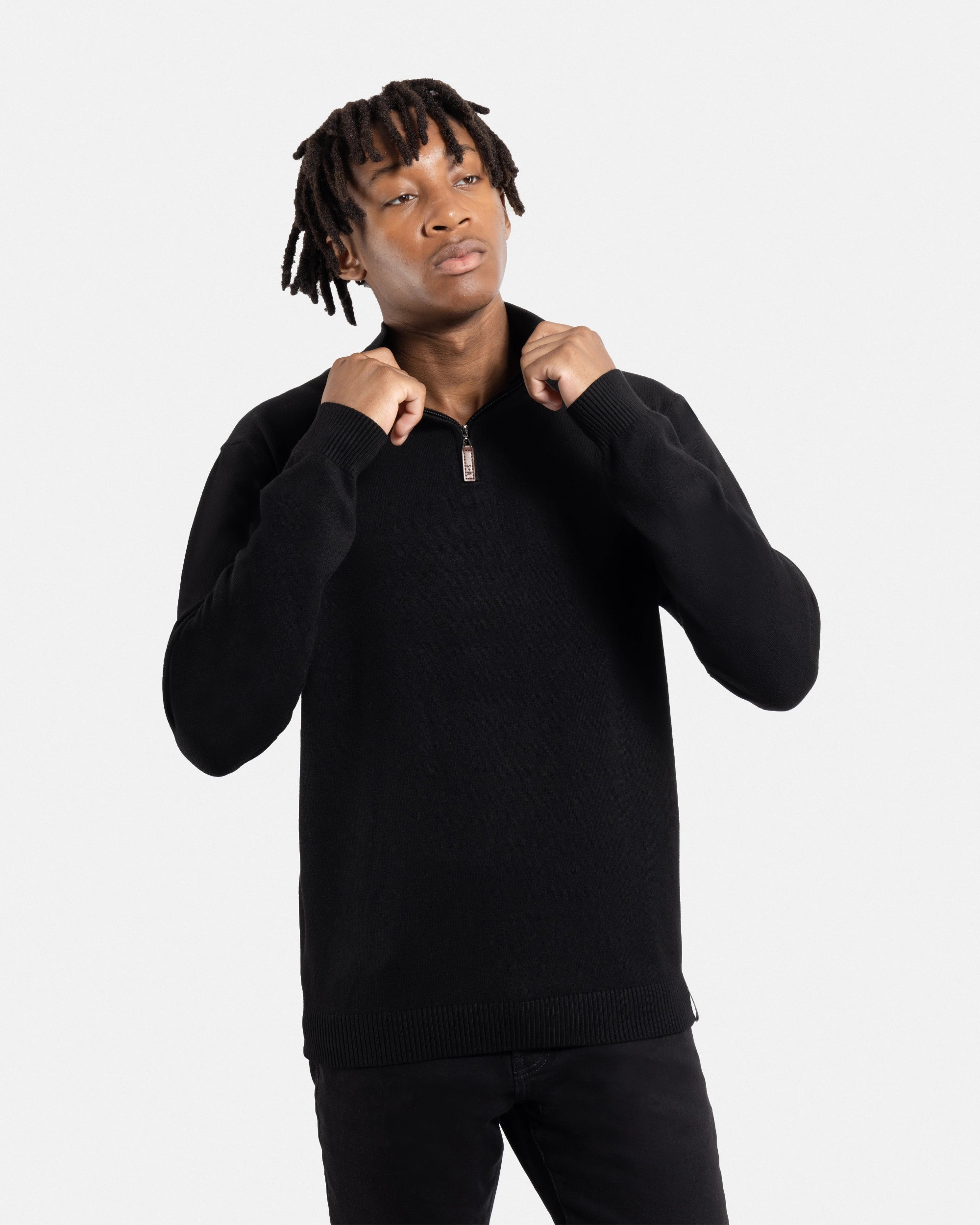 #SMW-34014 Quarter Zip Mock Neck Sweater-thumbmail-4