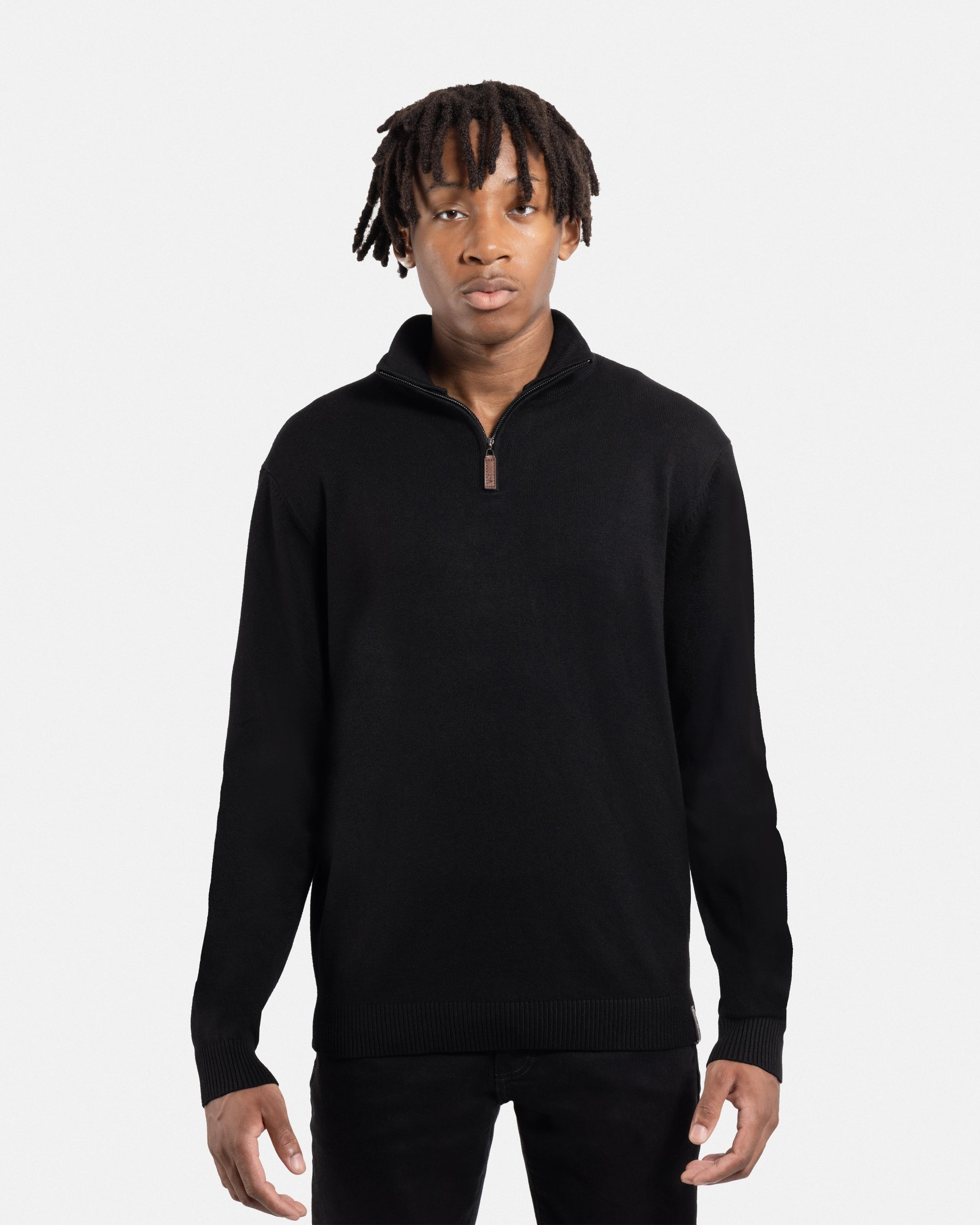 #SMW-34014 Quarter Zip Mock Neck Sweater