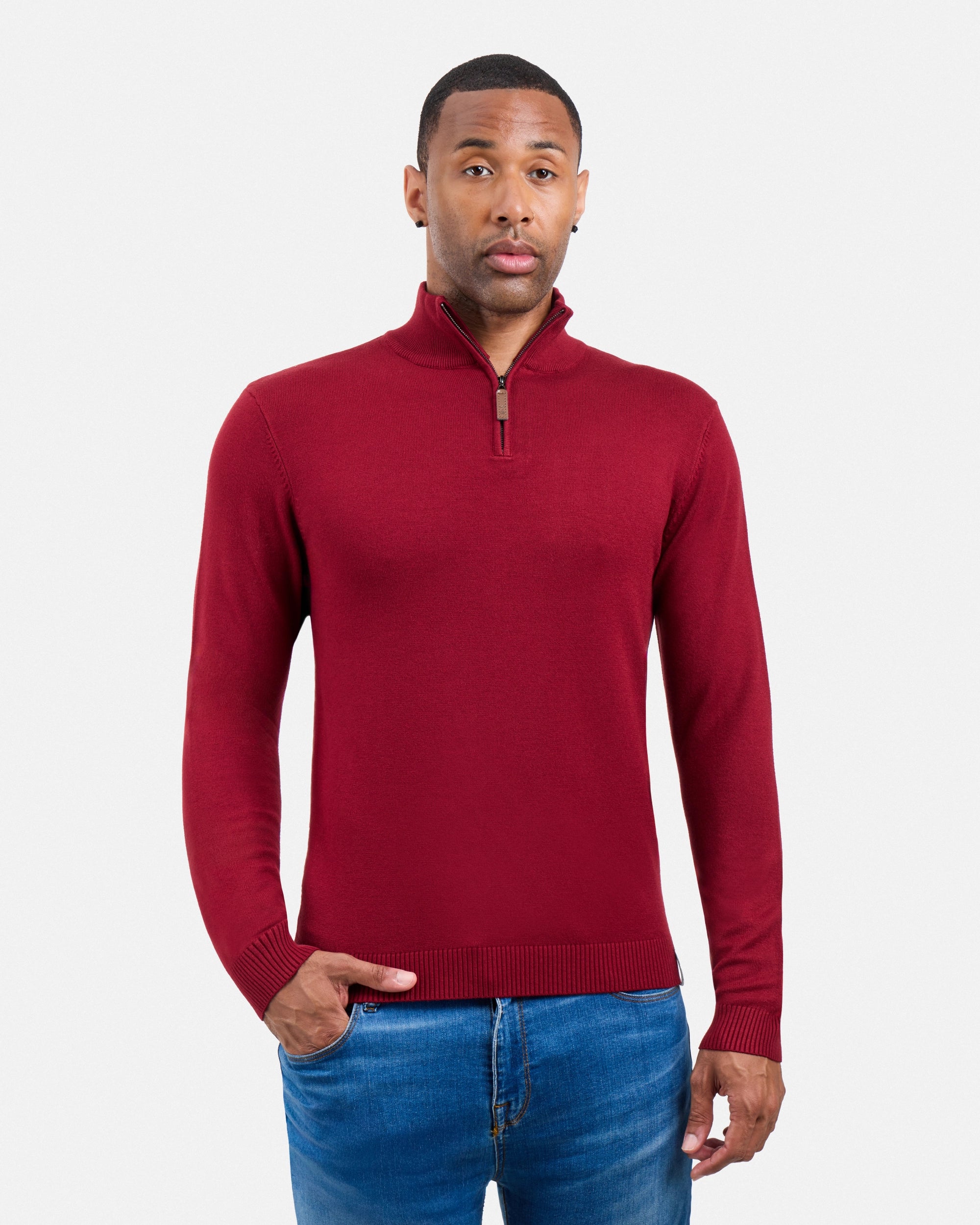 #SMW-34014 Quarter Zip Mock Neck Sweater-thumbmail-50