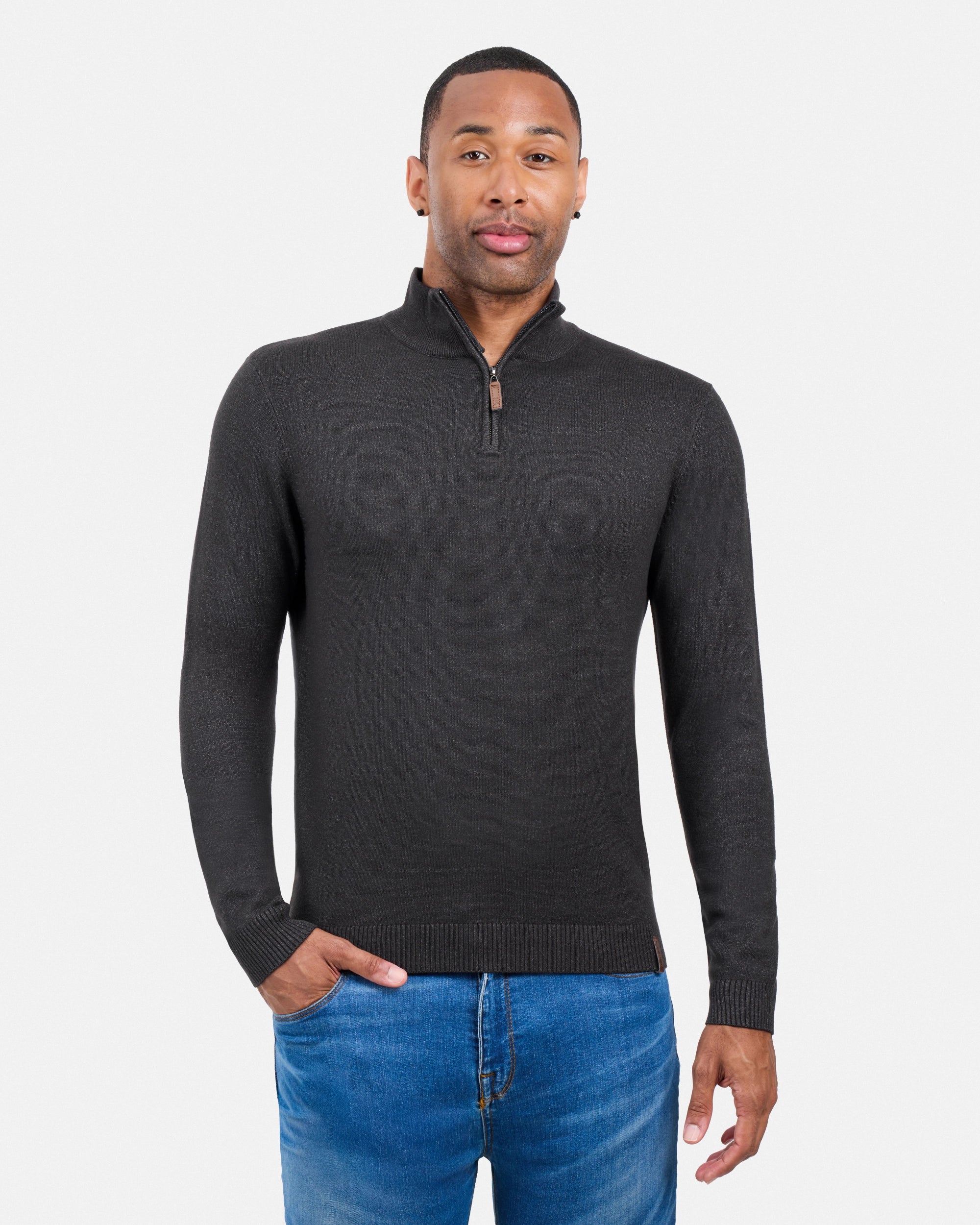 #SMW-34014 Quarter Zip Mock Neck Sweater-thumbmail-9