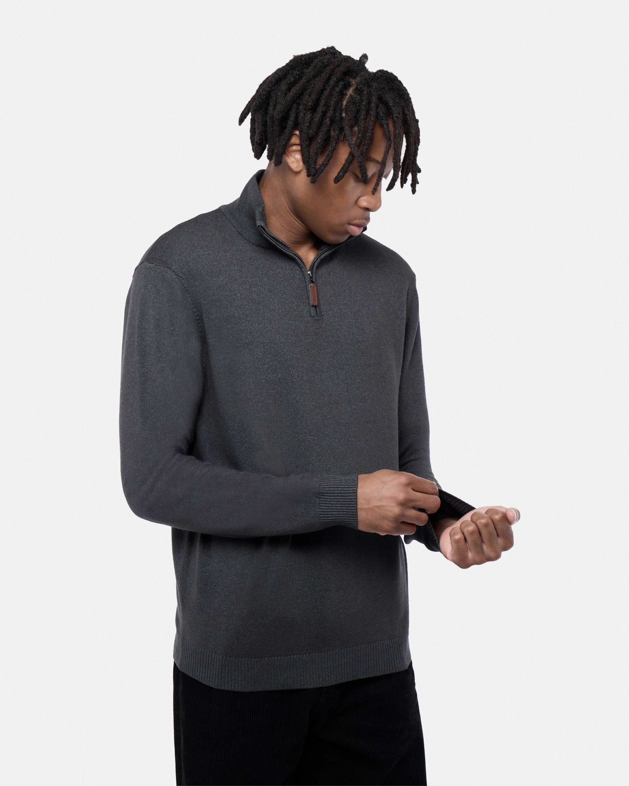 #SMW-34014 Quarter Zip Mock Neck Sweater-thumbmail-11