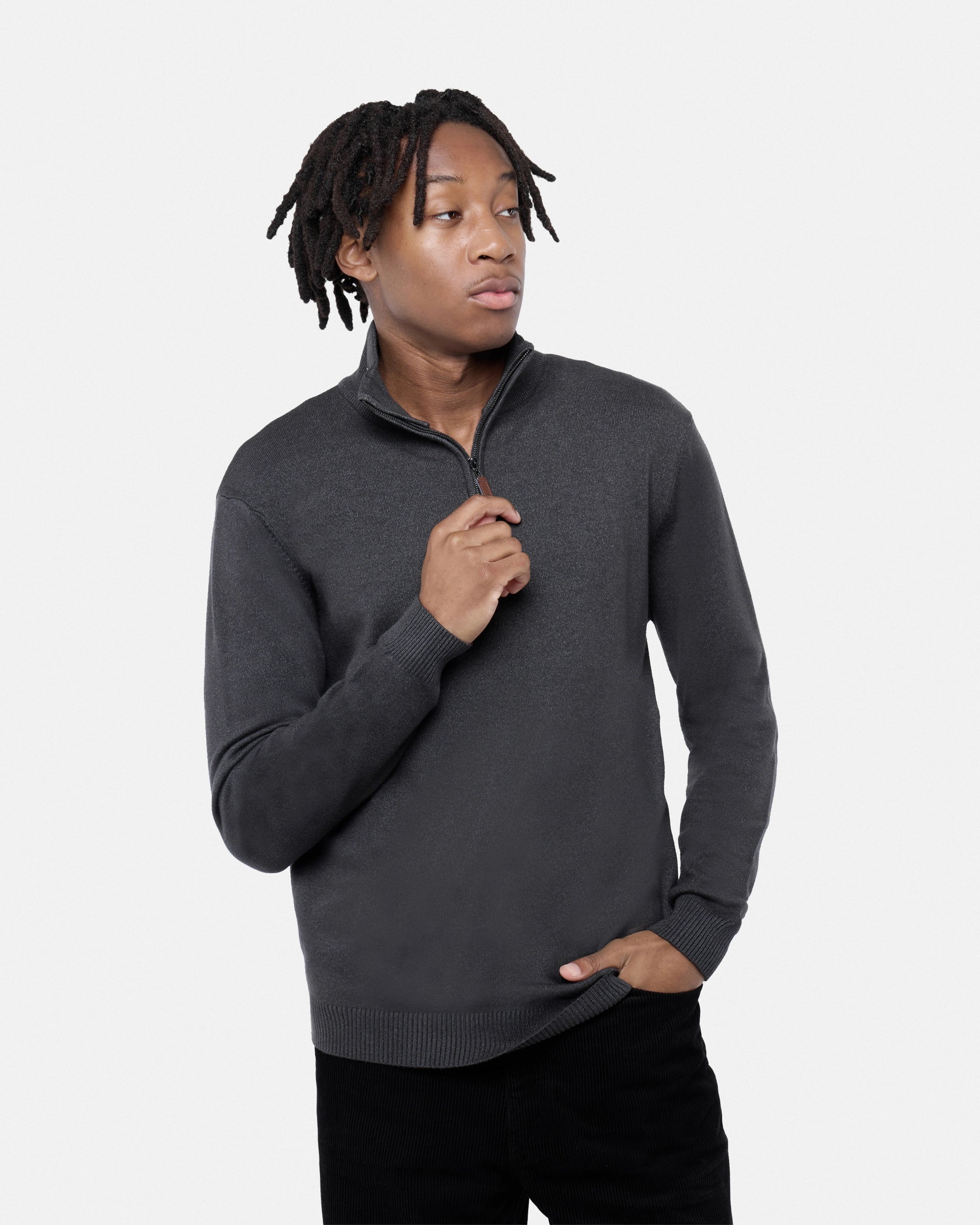 #SMW-34014 Quarter Zip Mock Neck Sweater-thumbmail-13