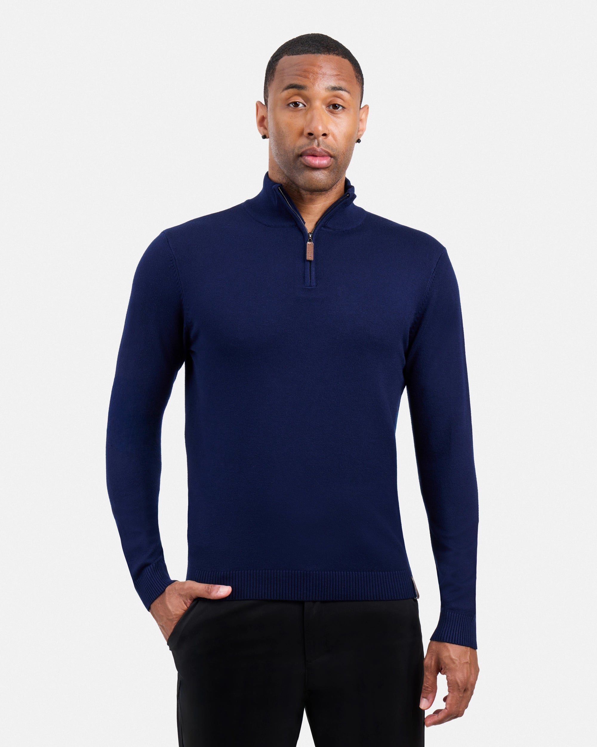 #SMW-34014 Quarter Zip Mock Neck Sweater-thumbmail-25