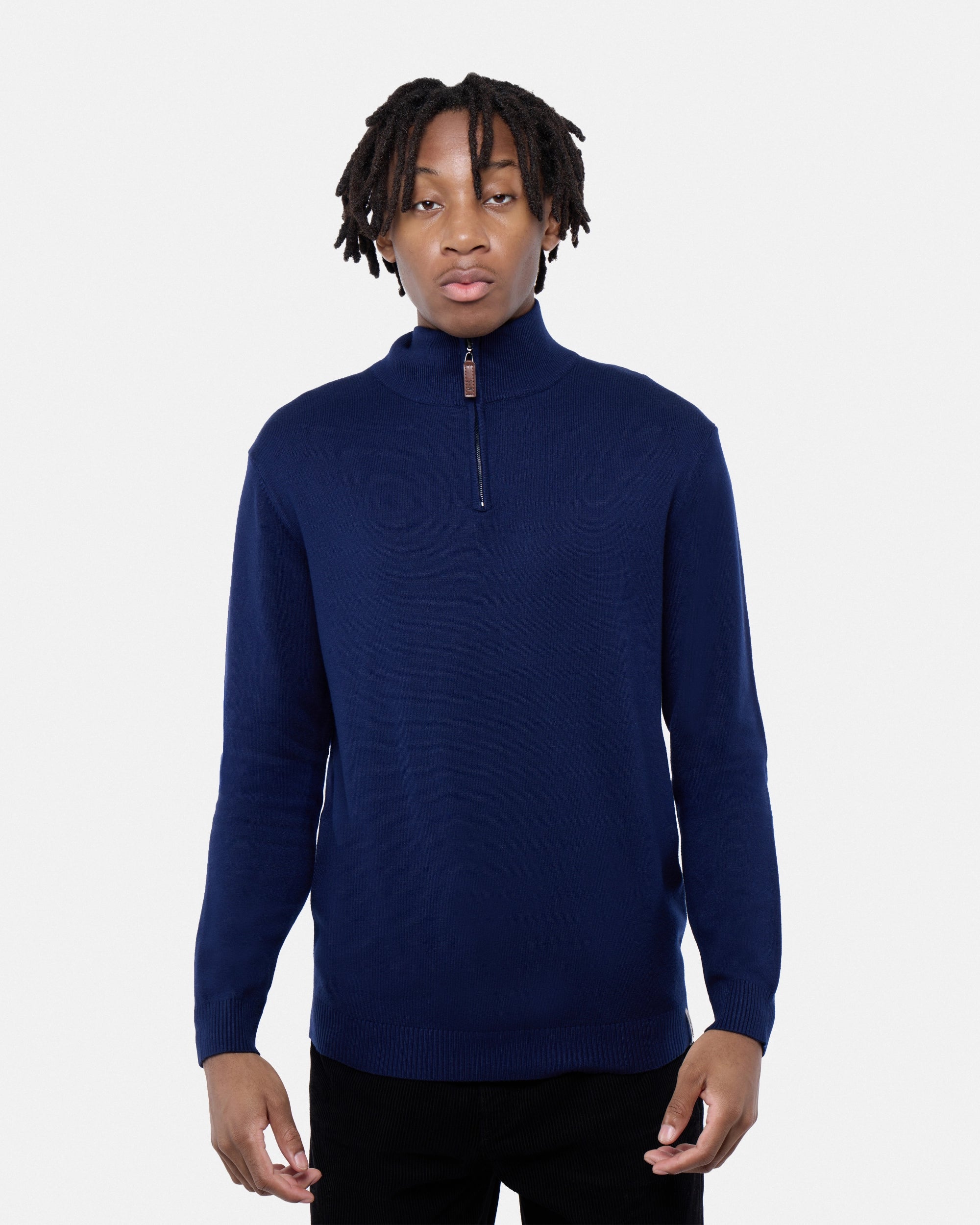 #SMW-34014 Quarter Zip Mock Neck Sweater-thumbmail-34