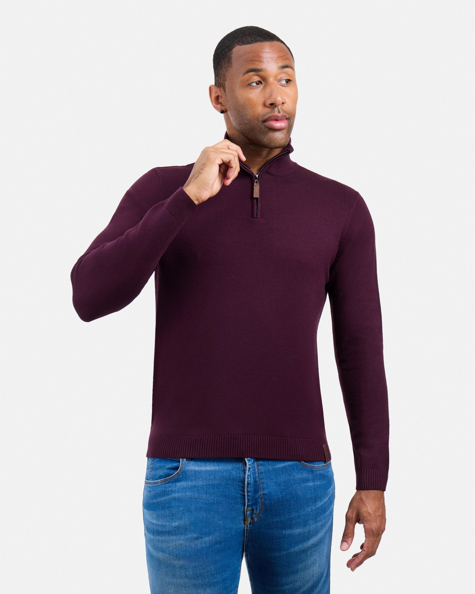 #SMW-34014 Quarter Zip Mock Neck Sweater-thumbmail-101