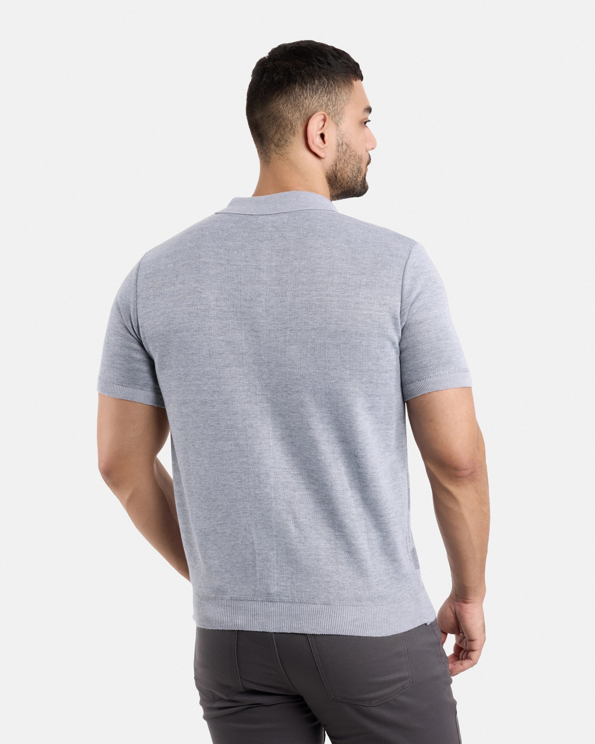 #SMW-34061 Button Down Short Sleeve Sweater