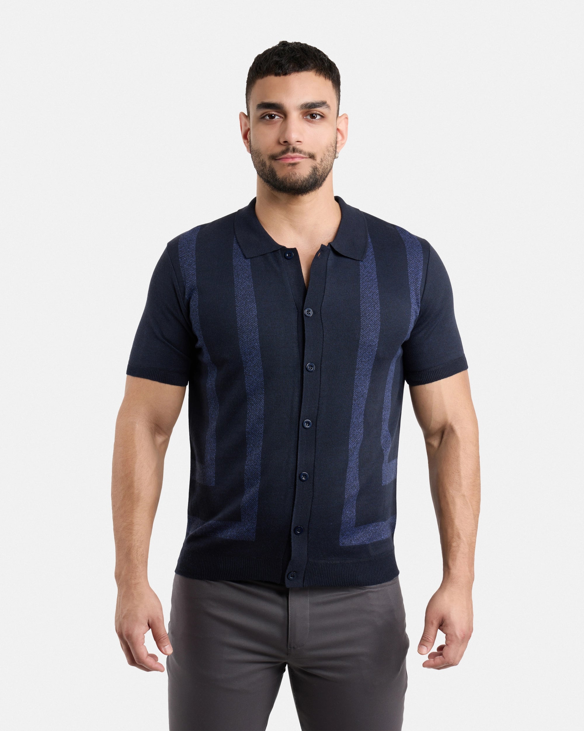 #SMW-34061 Button Up Short Sleeve Sweater Shirt-thumbmail-10