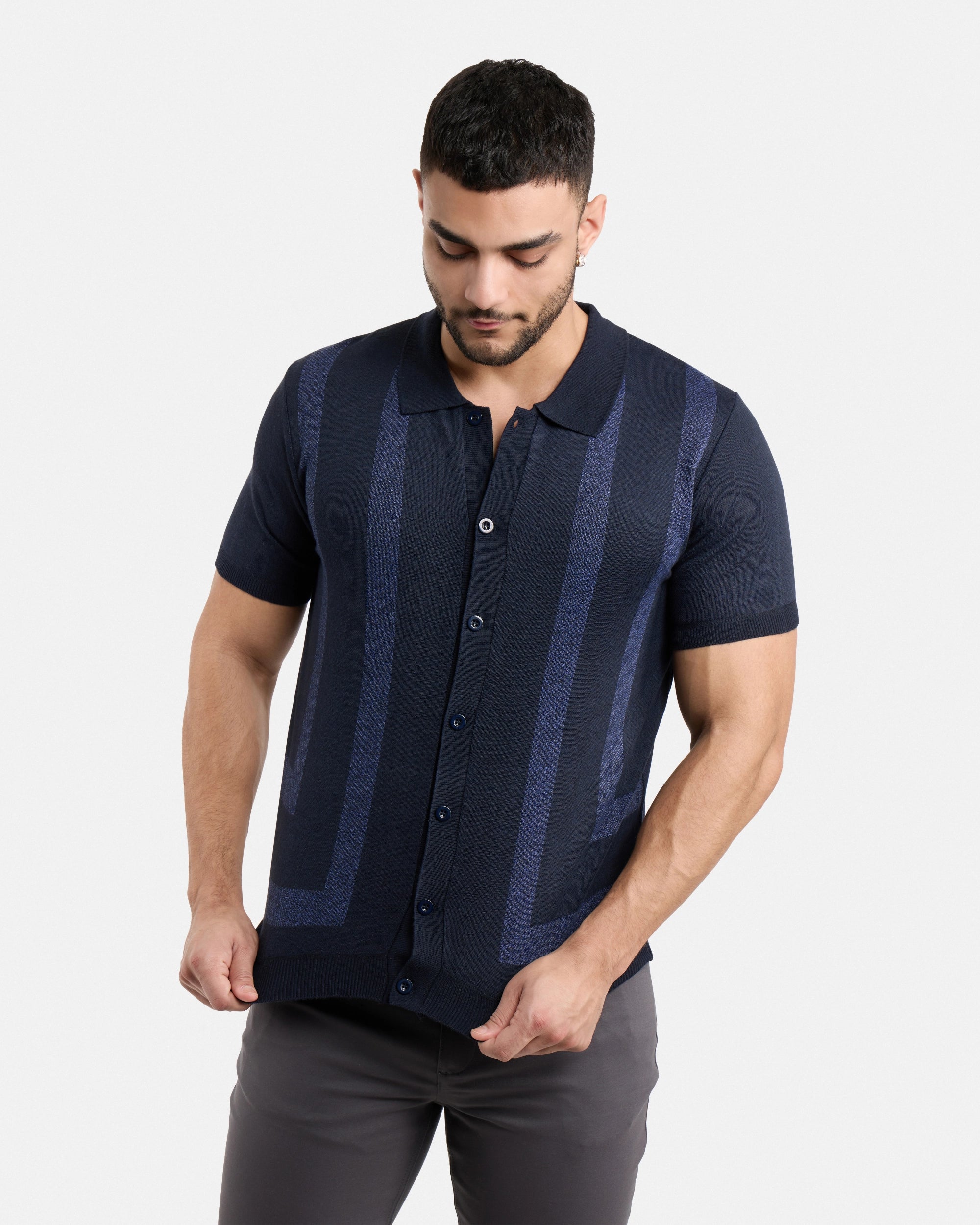 #SMW-34061 Button Up Short Sleeve Sweater Shirt-thumbmail-14