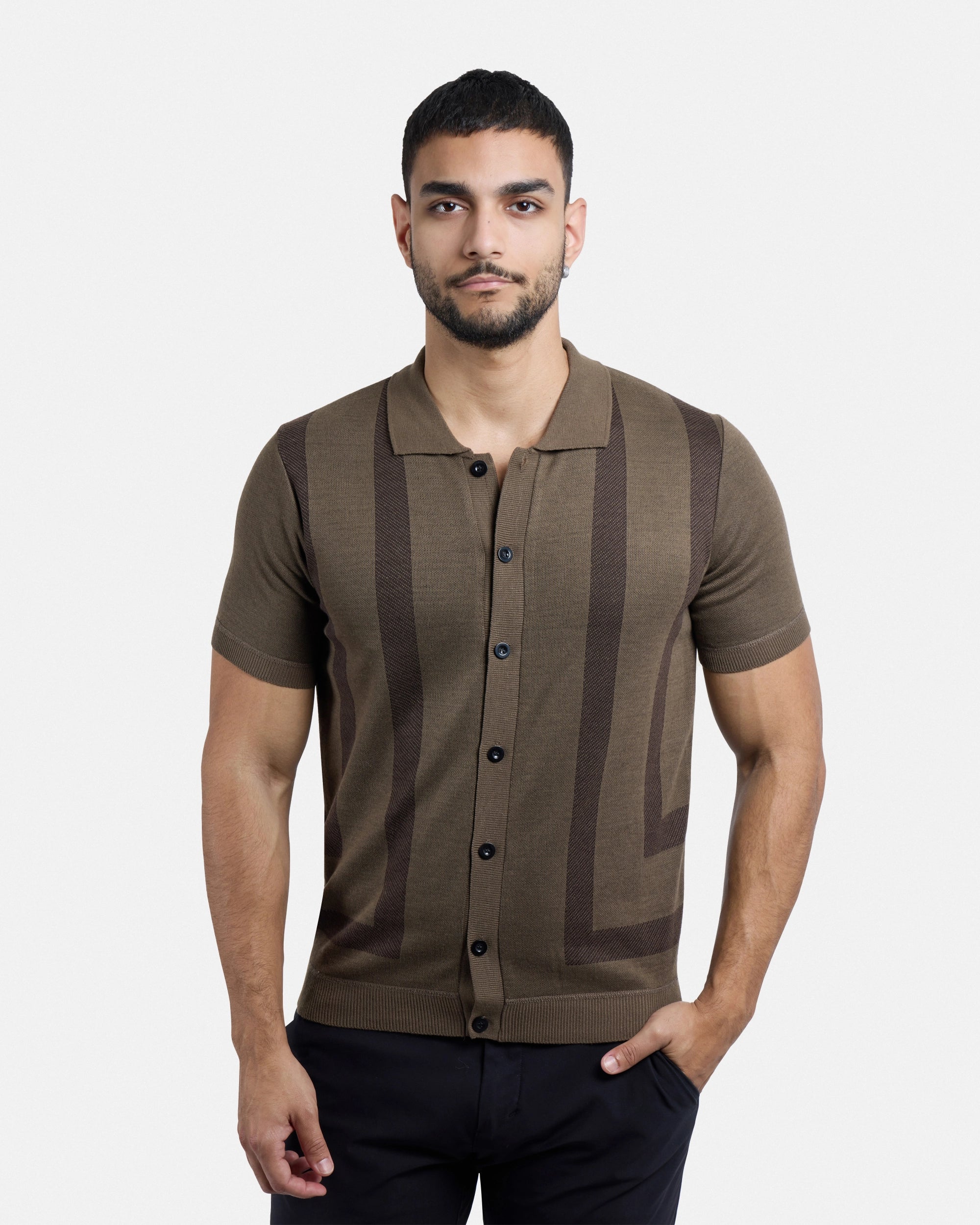#SMW-34061 Button Up Short Sleeve Sweater Shirt-thumbmail-19