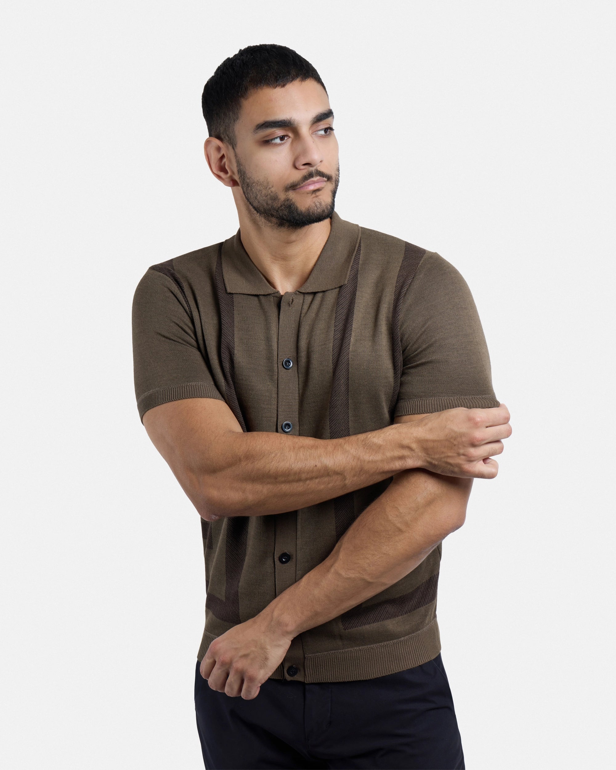 #SMW-34061 Button Up Short Sleeve Sweater Shirt-thumbmail-21