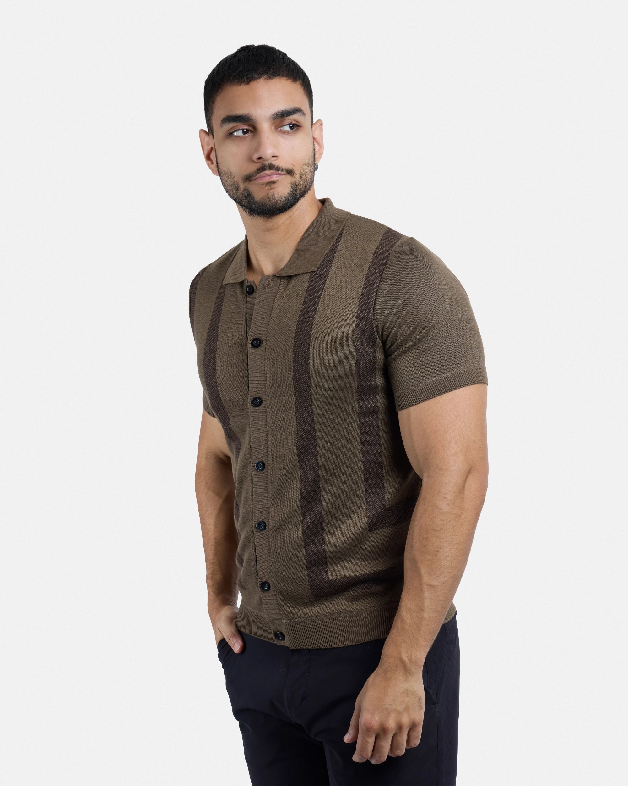 #SMW-34061 Button Up Short Sleeve Sweater Shirt-thumbmail-22