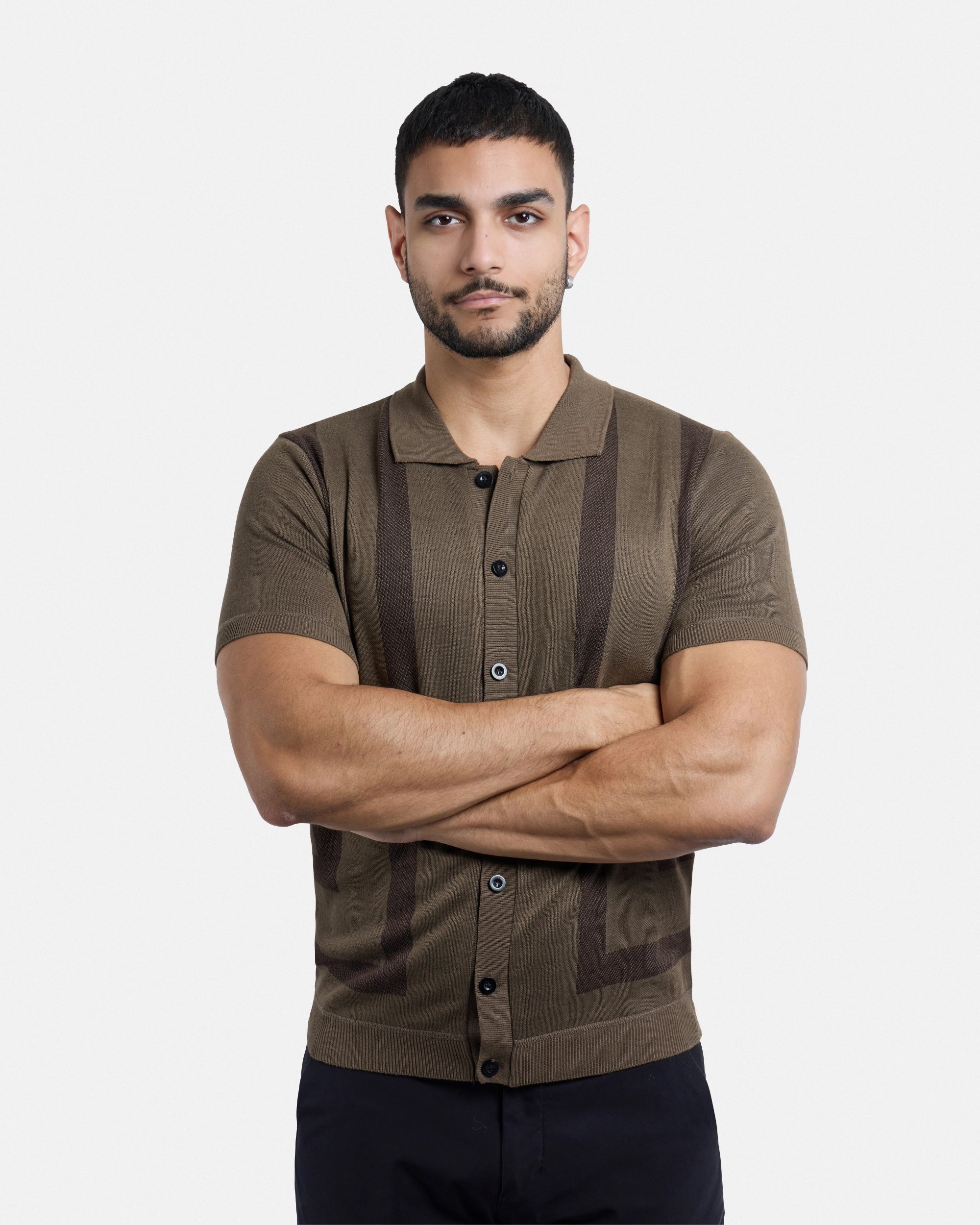 #SMW-34061 Button Up Short Sleeve Sweater Shirt-thumbmail-24
