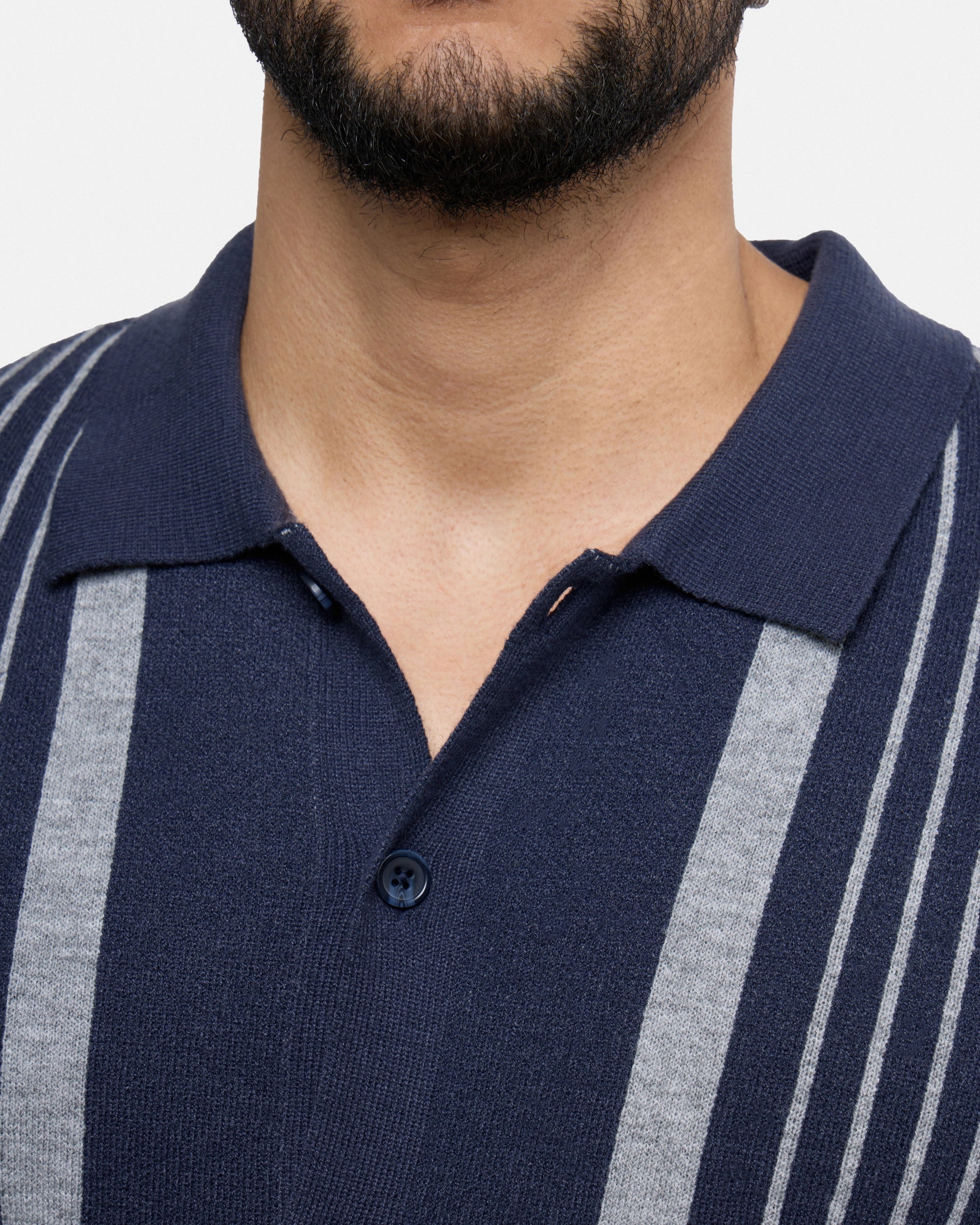#SMW-34078 Stripe Button Down Sweater Polo-thumbmail-7