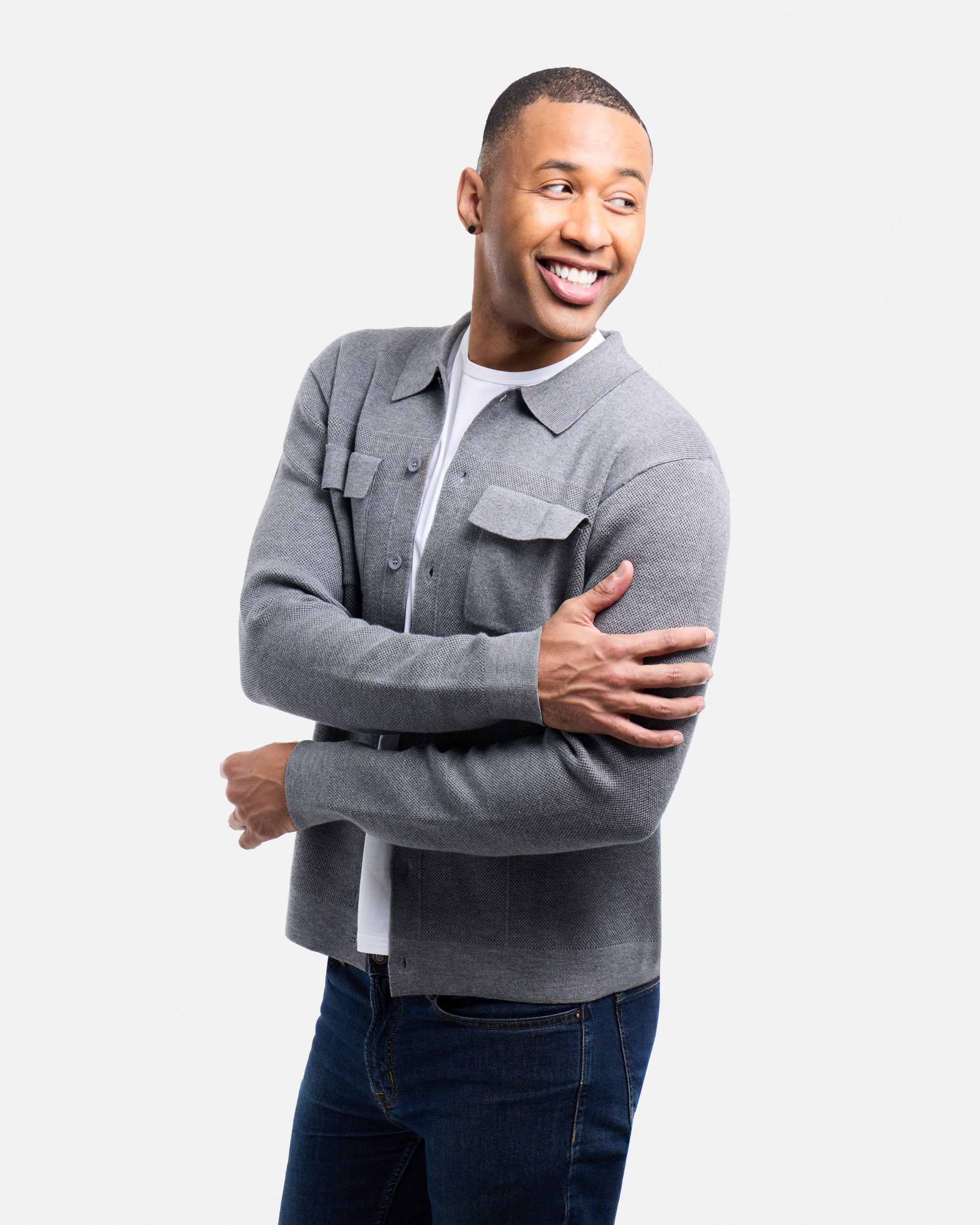 #SMW-34079 Pocketed Button Up Sweater Shirt-thumbmail-19