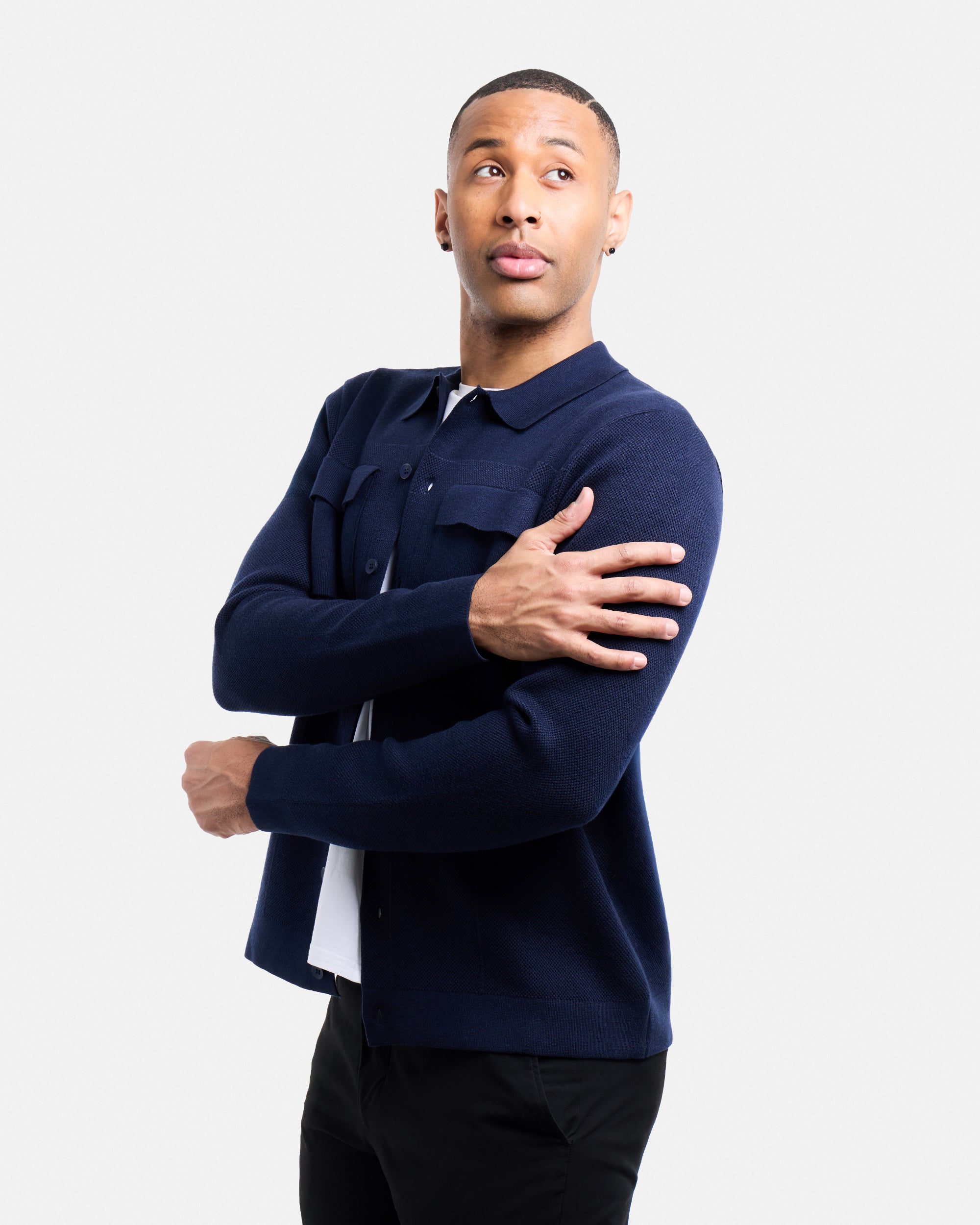 #SMW-34079 Pocketed Button Up Sweater Shirt-thumbmail-27