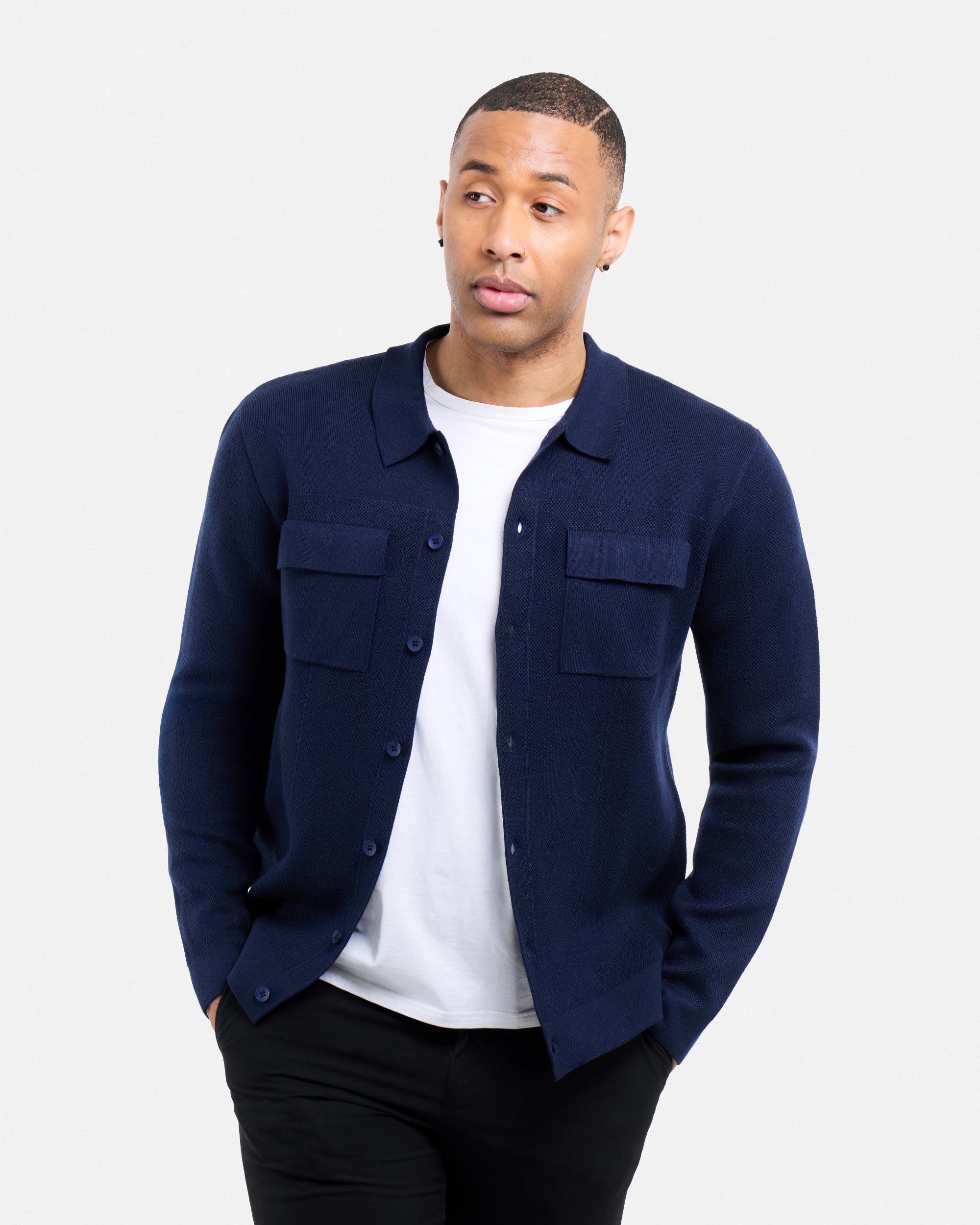 #SMW-34079 Pocketed Button Up Sweater Shirt-thumbmail-29