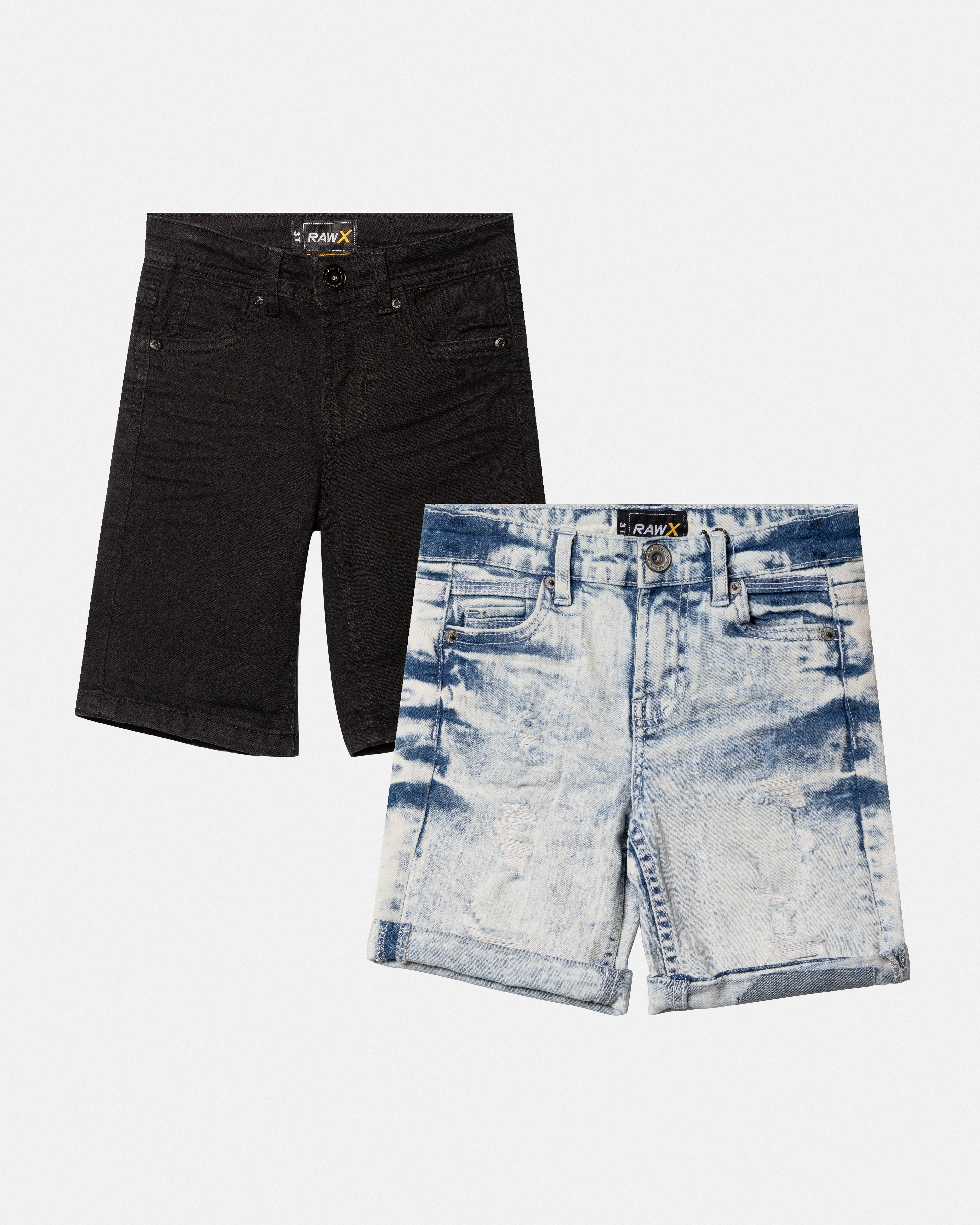 RAW X Baby Boy Toddlers 2 Pack of Fashion Rips Distressed Denim Cut Off Shorts