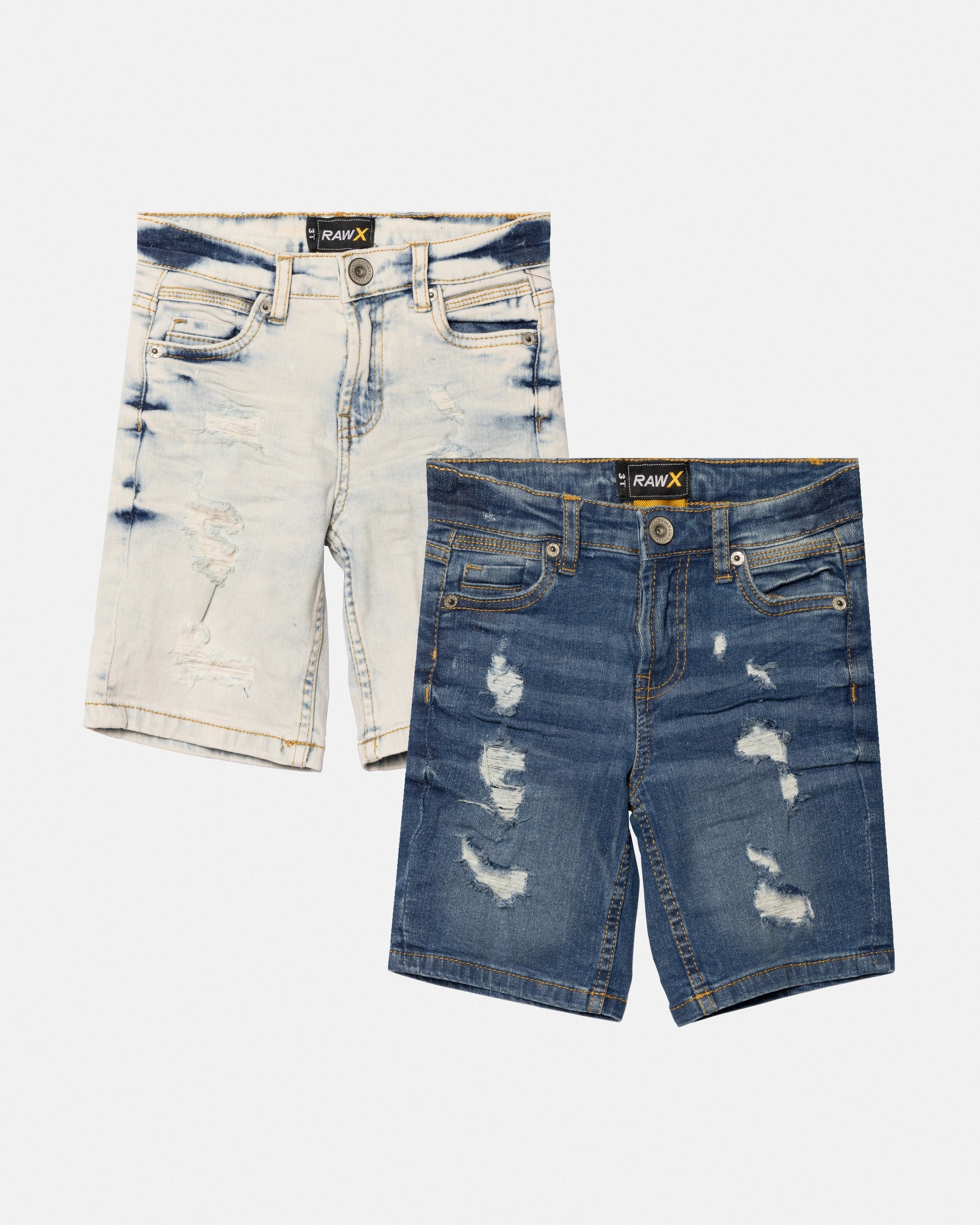 RAW X Baby Boy Toddlers 2 Pack of Fashion Rips Distressed Denim Cut Off Shorts-thumbmail-7
