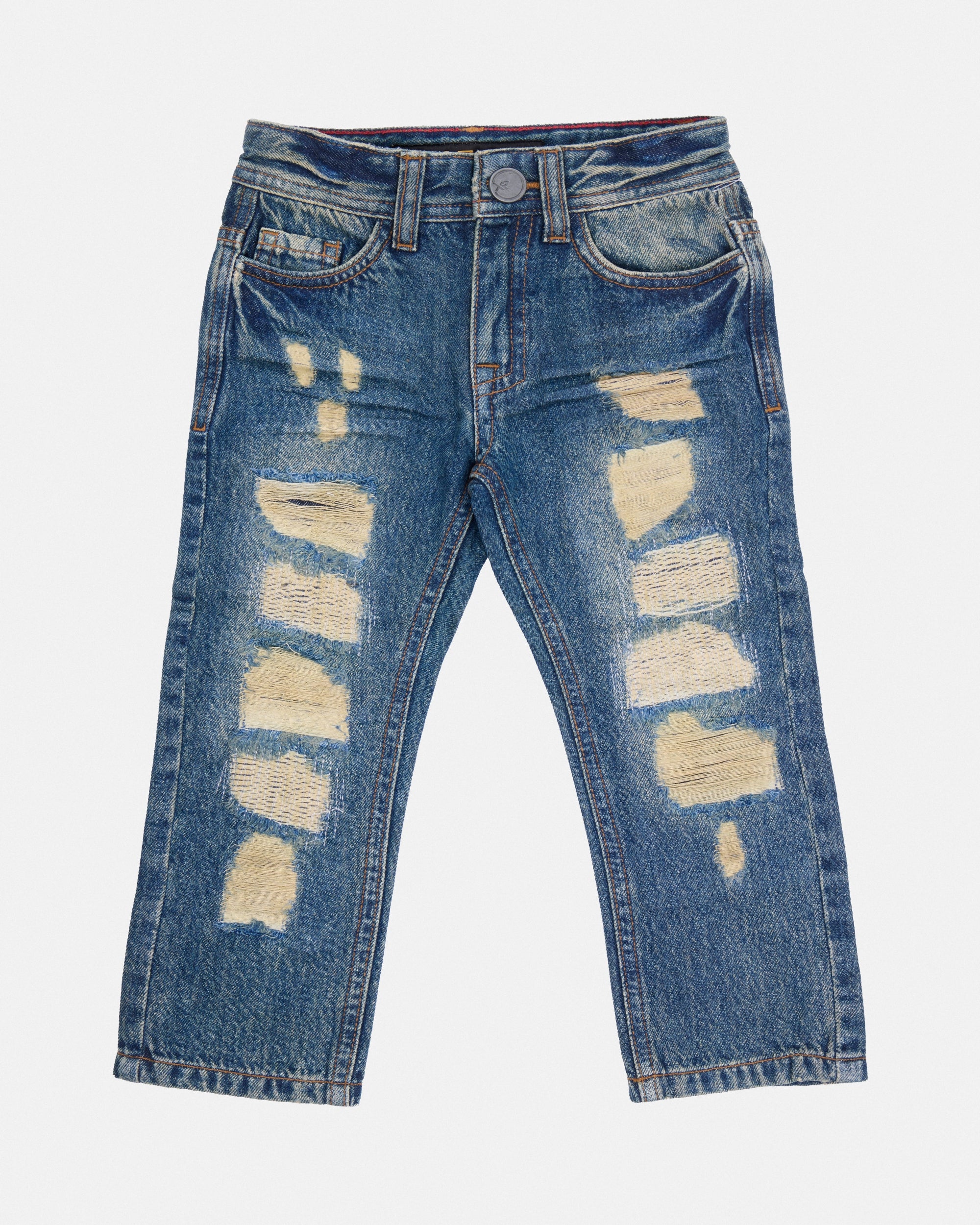 X RAY Boy's Slim Fit Heavy Rips Denim Pants