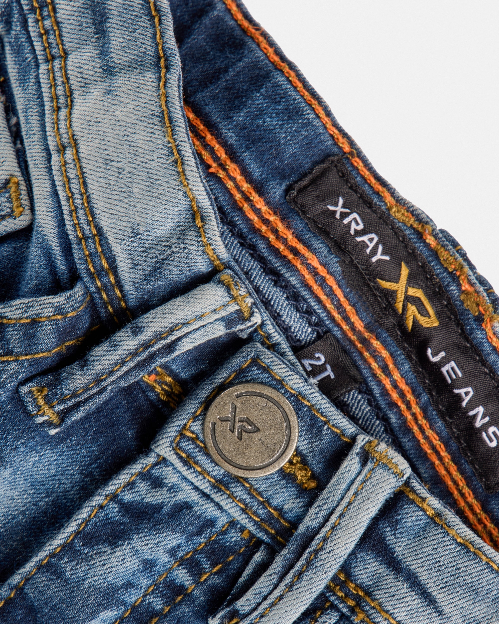 X RAY Toddler Boy's Slim Fit Distressed Ripped Rectangle Stitched