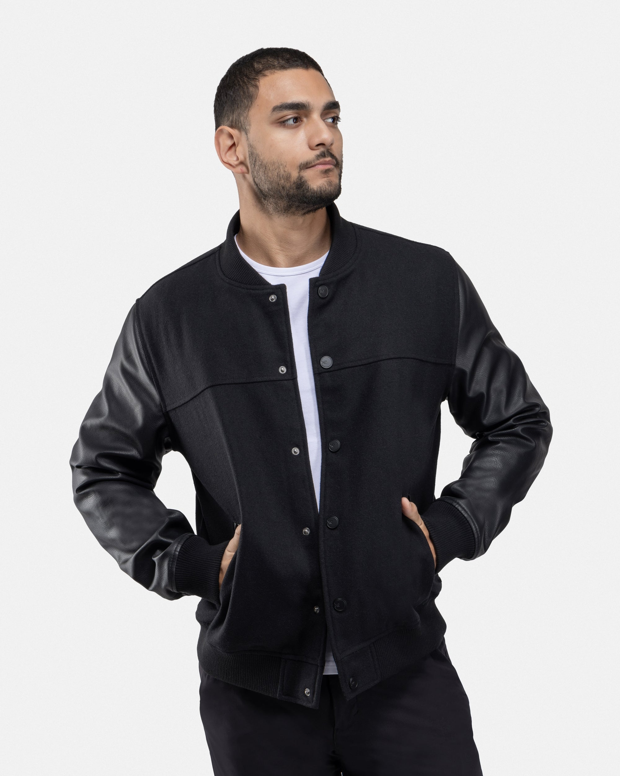 美品　Theory Varsity JKT P グレー XMJ-83006 PU Sleeve Wool Varsity Bomber Jacket – X-RAY JEANS