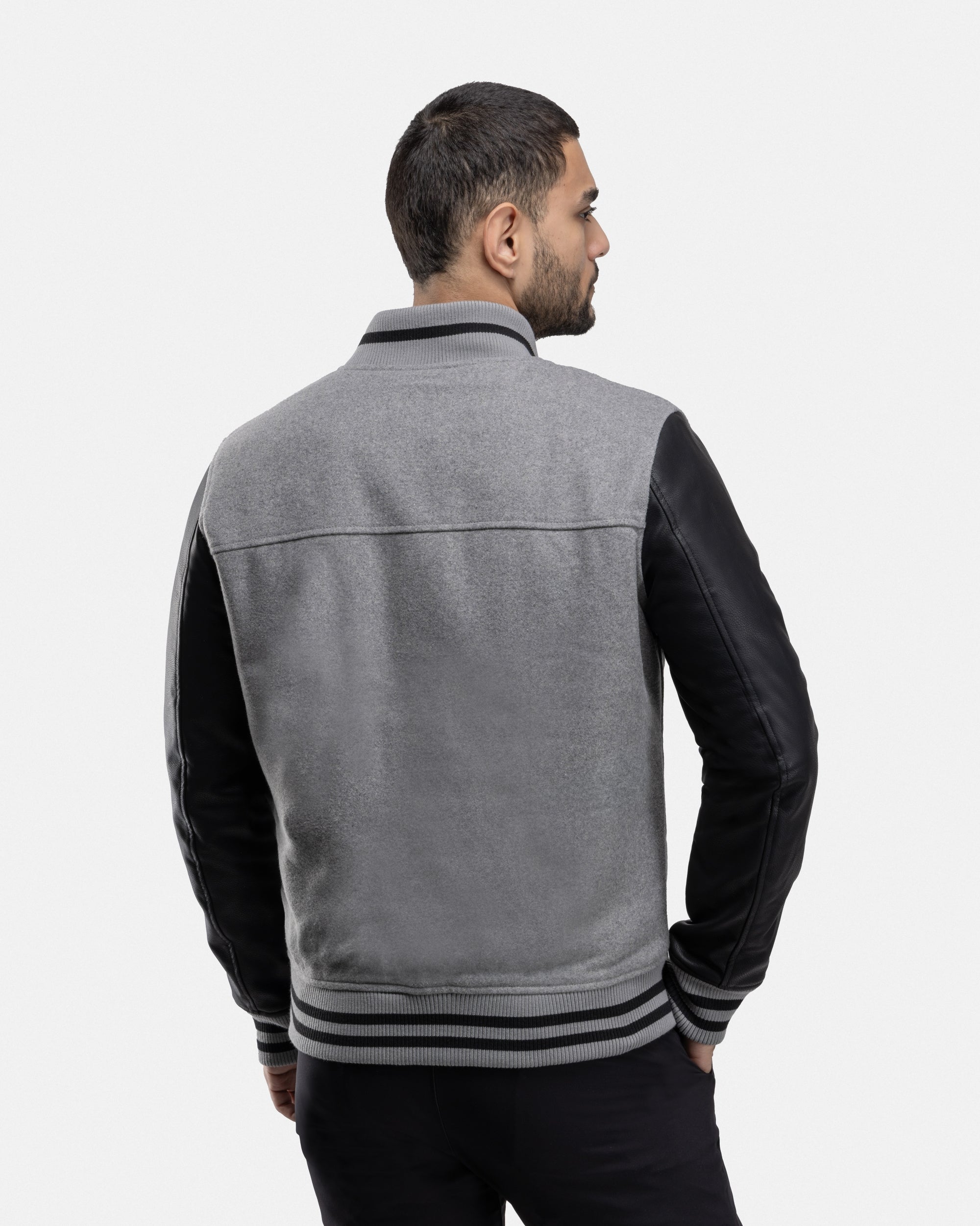 XMJ-83006 PU Sleeve Wool Varsity Bomber Jacket – X-RAY JEANS