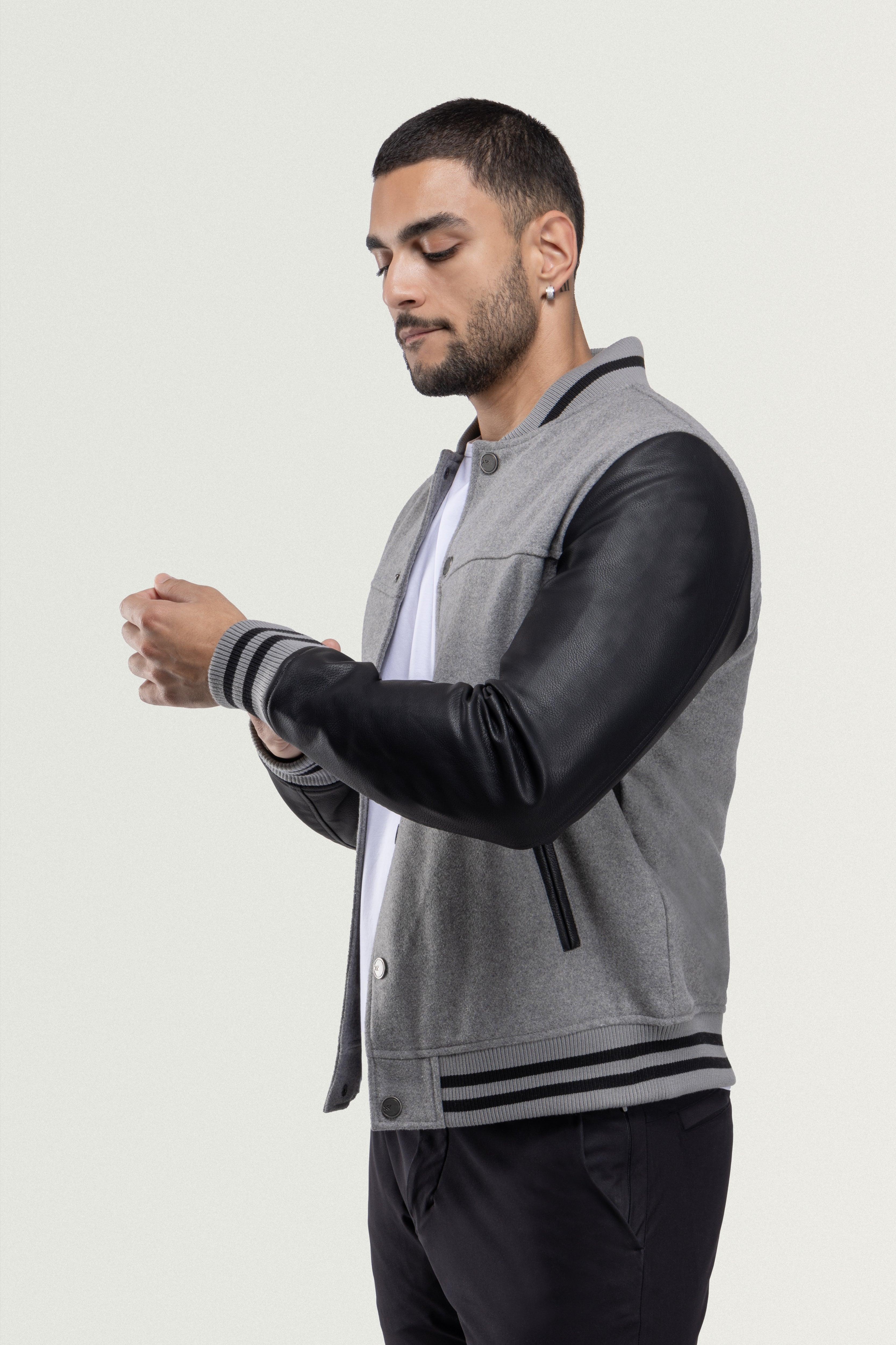 LETTERMAN BASEBALL BOMBER Varsity Jacket Navy Wool Body