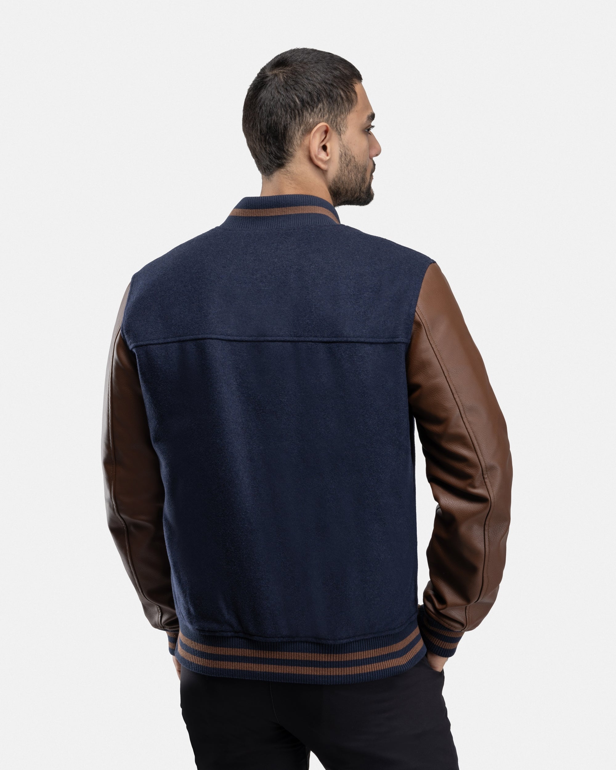 XMJ-83006 PU Sleeve Wool Varsity Bomber Jacket – X-RAY JEANS