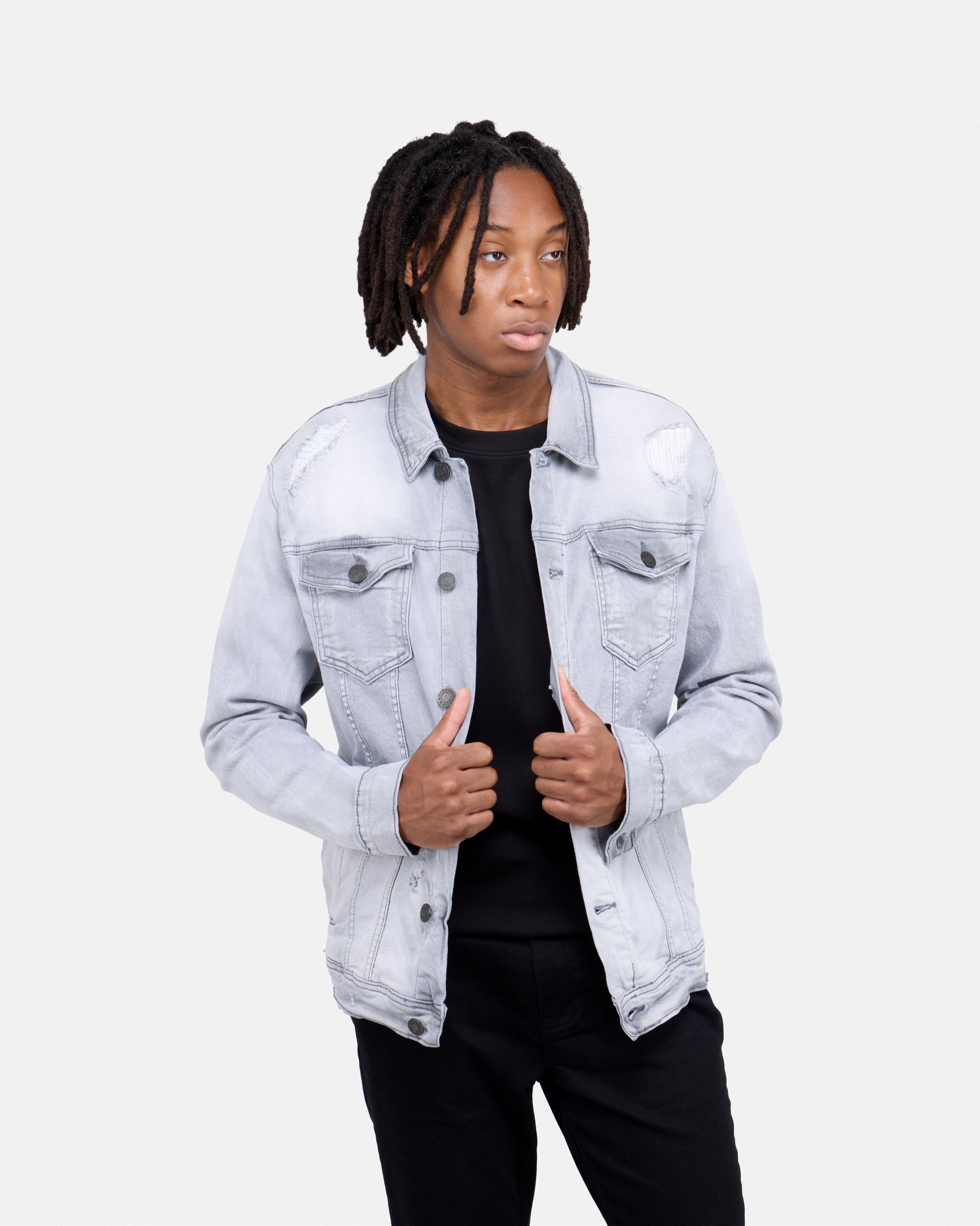 X RAY Men's Washed Trucker Rip Denim Jacket – X-RAY JEANS