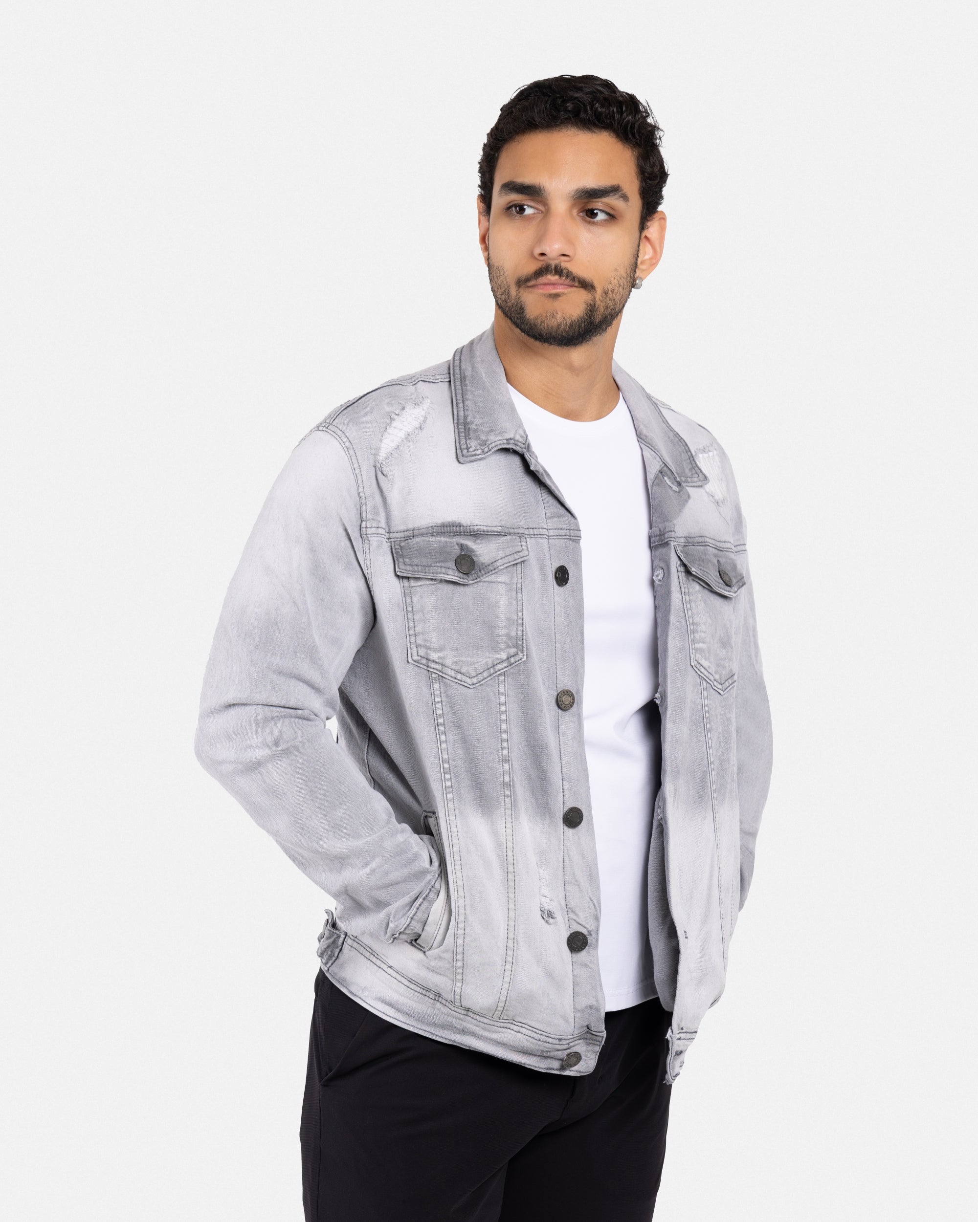 Denim Jacket Men X RAY Men's Denim Jacket, Washed Ripped