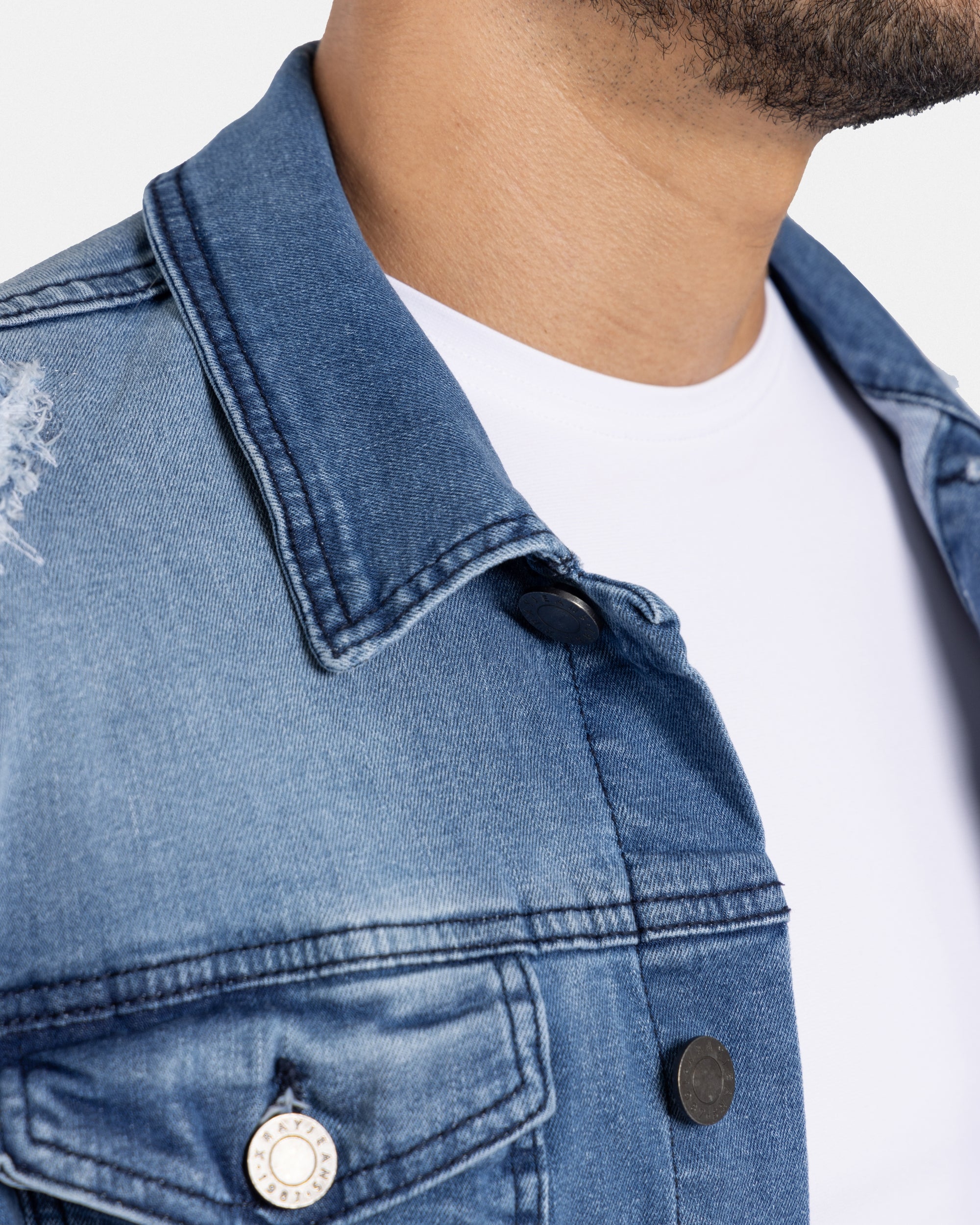 X RAY Men's Washed Trucker Rip Denim Jacket – X-RAY JEANS