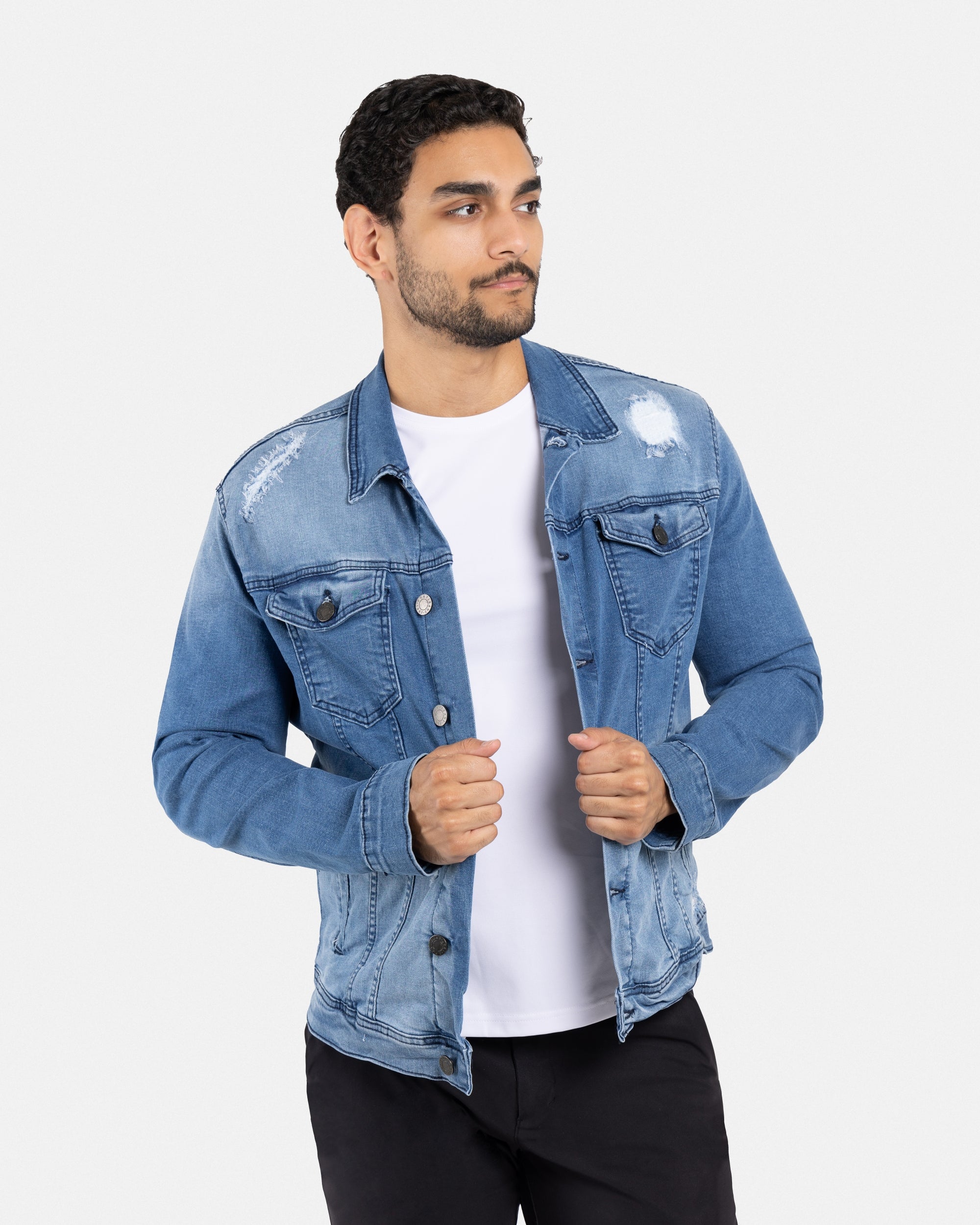 XMJ-90168 Washed Trucker Rip Denim Jacket – X-RAY JEANS