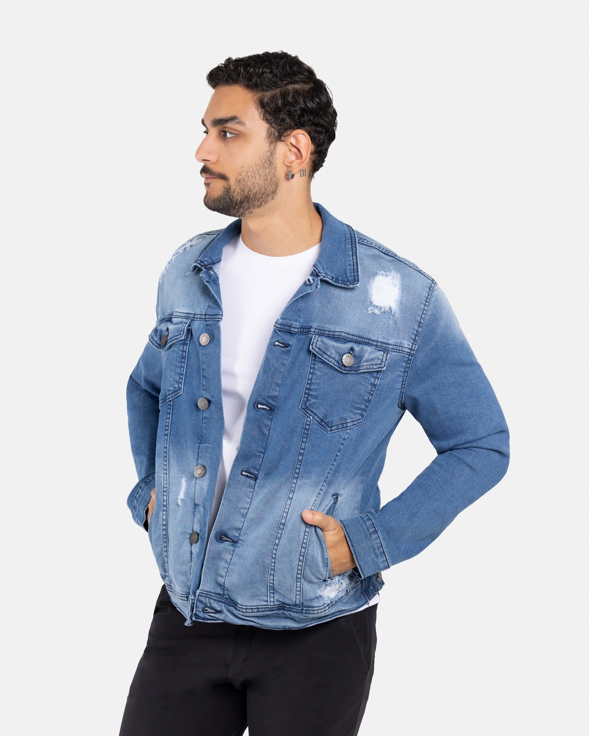 X RAY Men's Washed Trucker Rip Denim Jacket – X-RAY JEANS