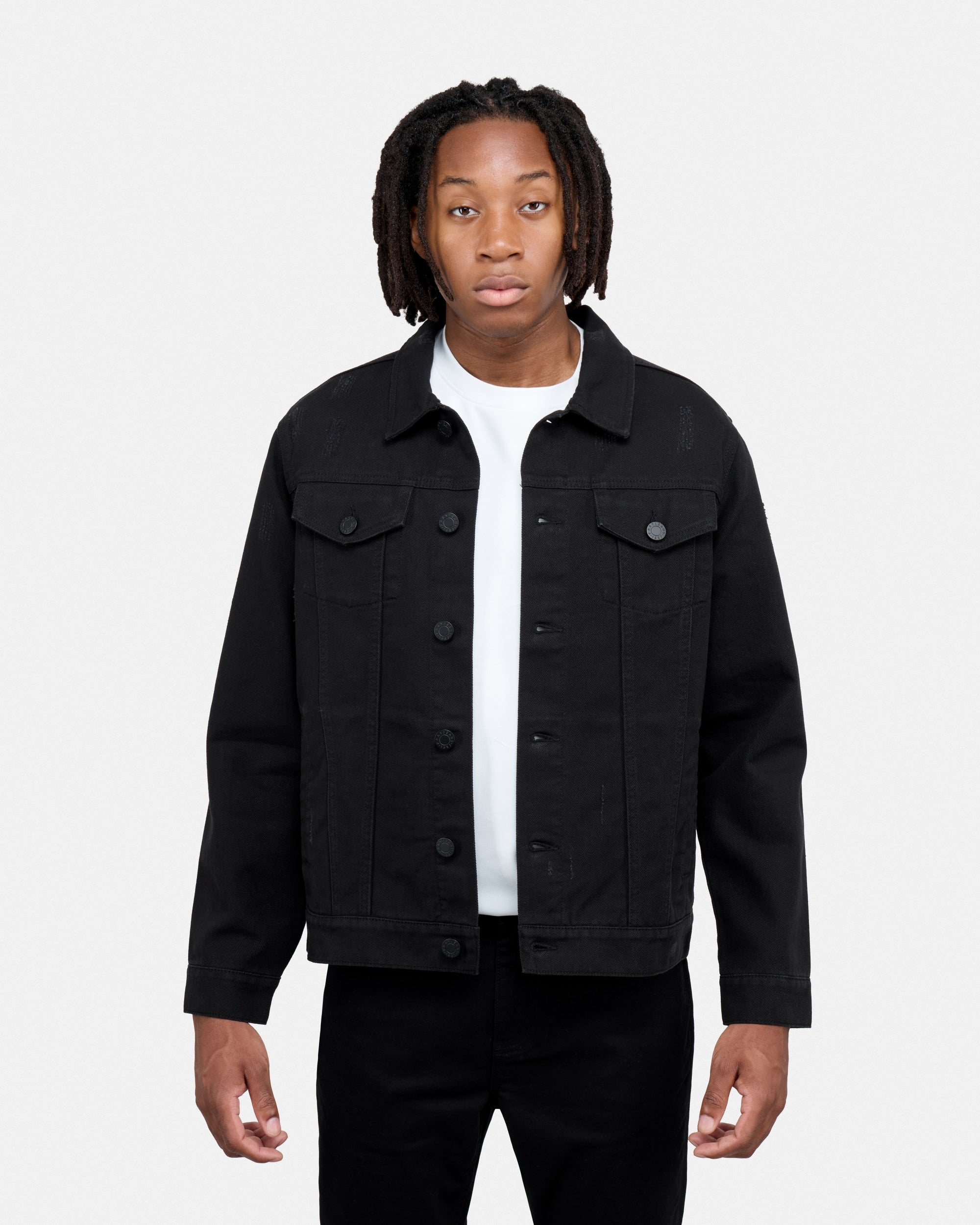 X RAY Mens Cotton Ripped Biker Denim Jacket