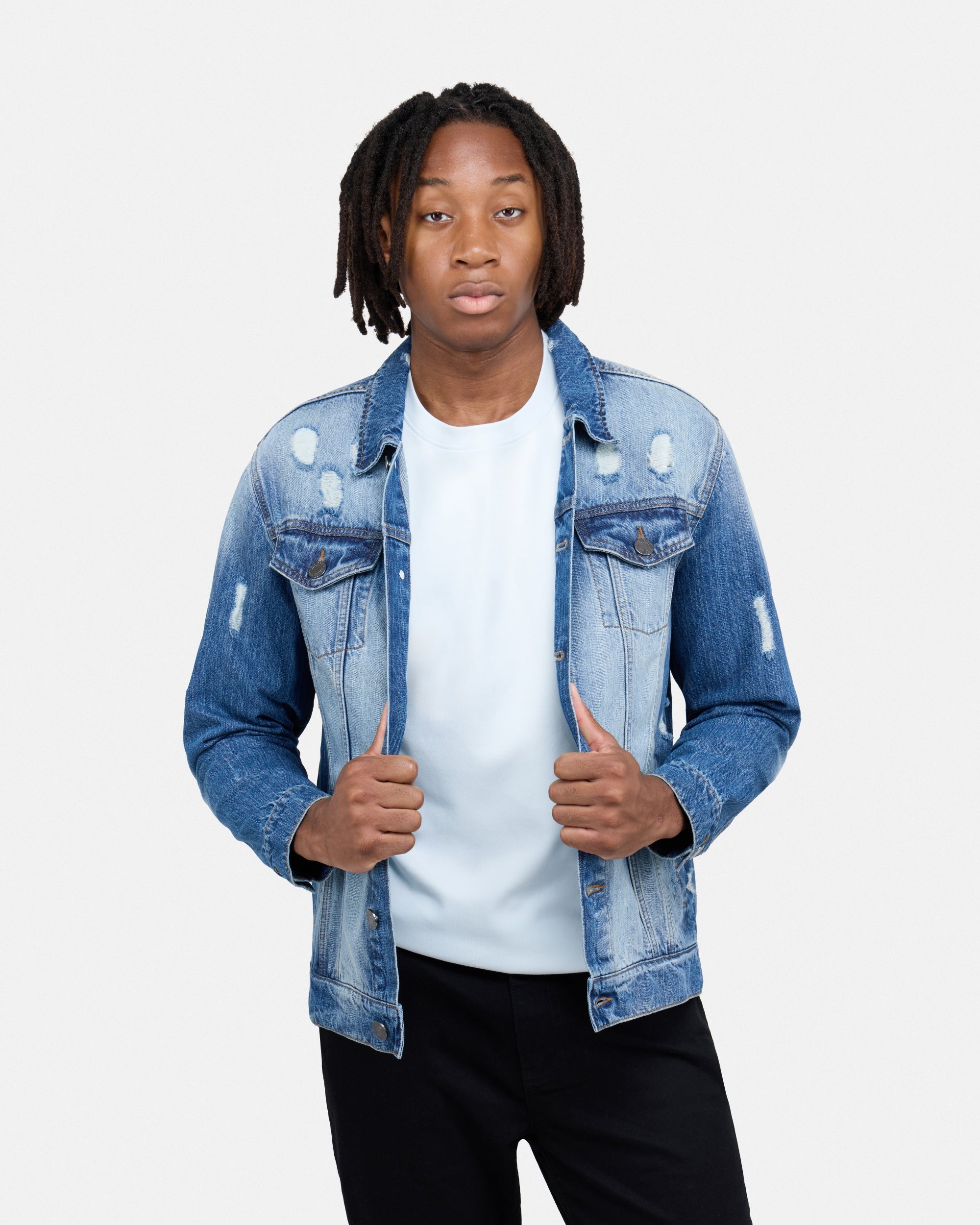 XMJ-98012 Distressed Trucker Denim Jacket – X-RAY JEANS