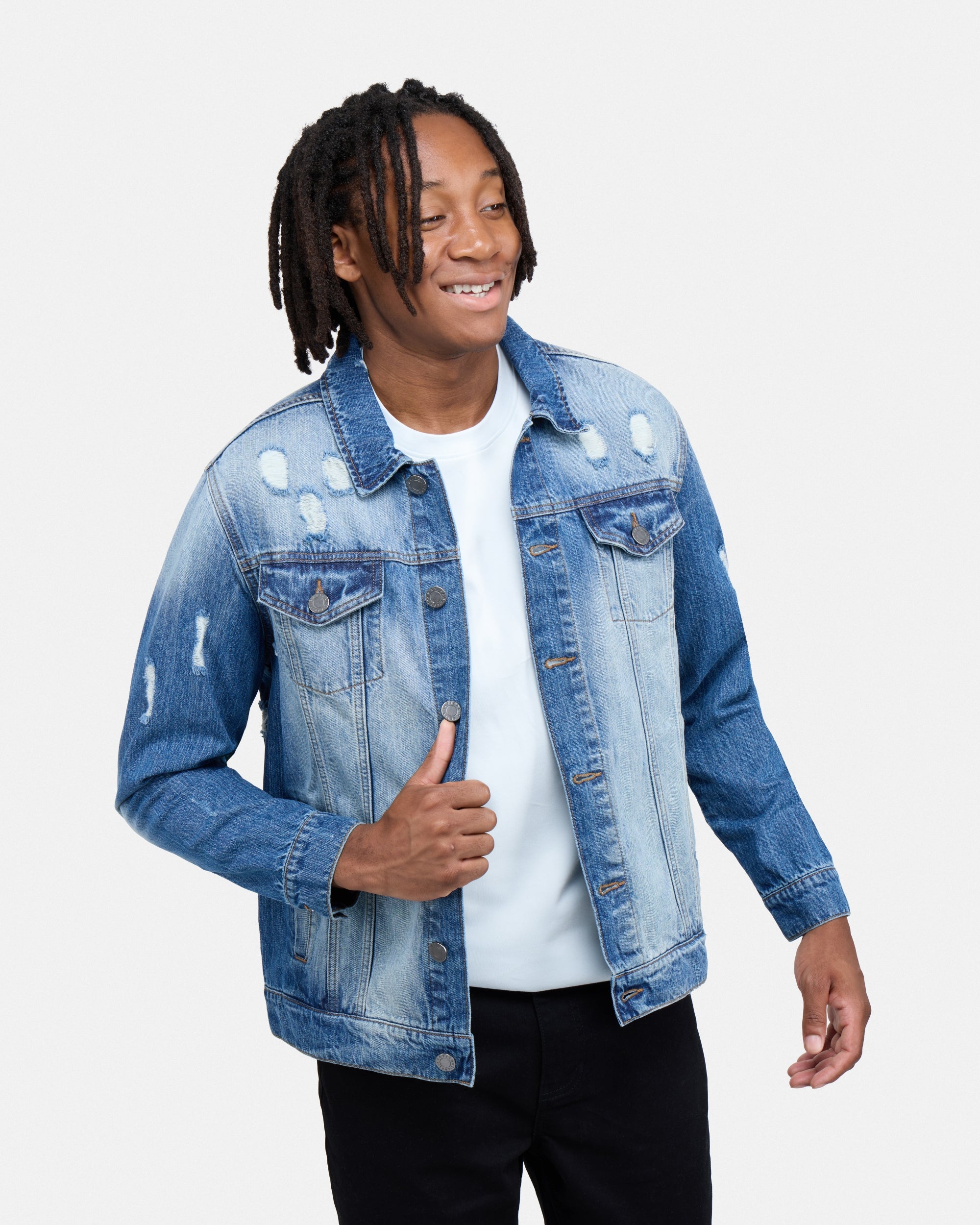 XMJ-98012 Distressed Trucker Denim Jacket – X-RAY JEANS