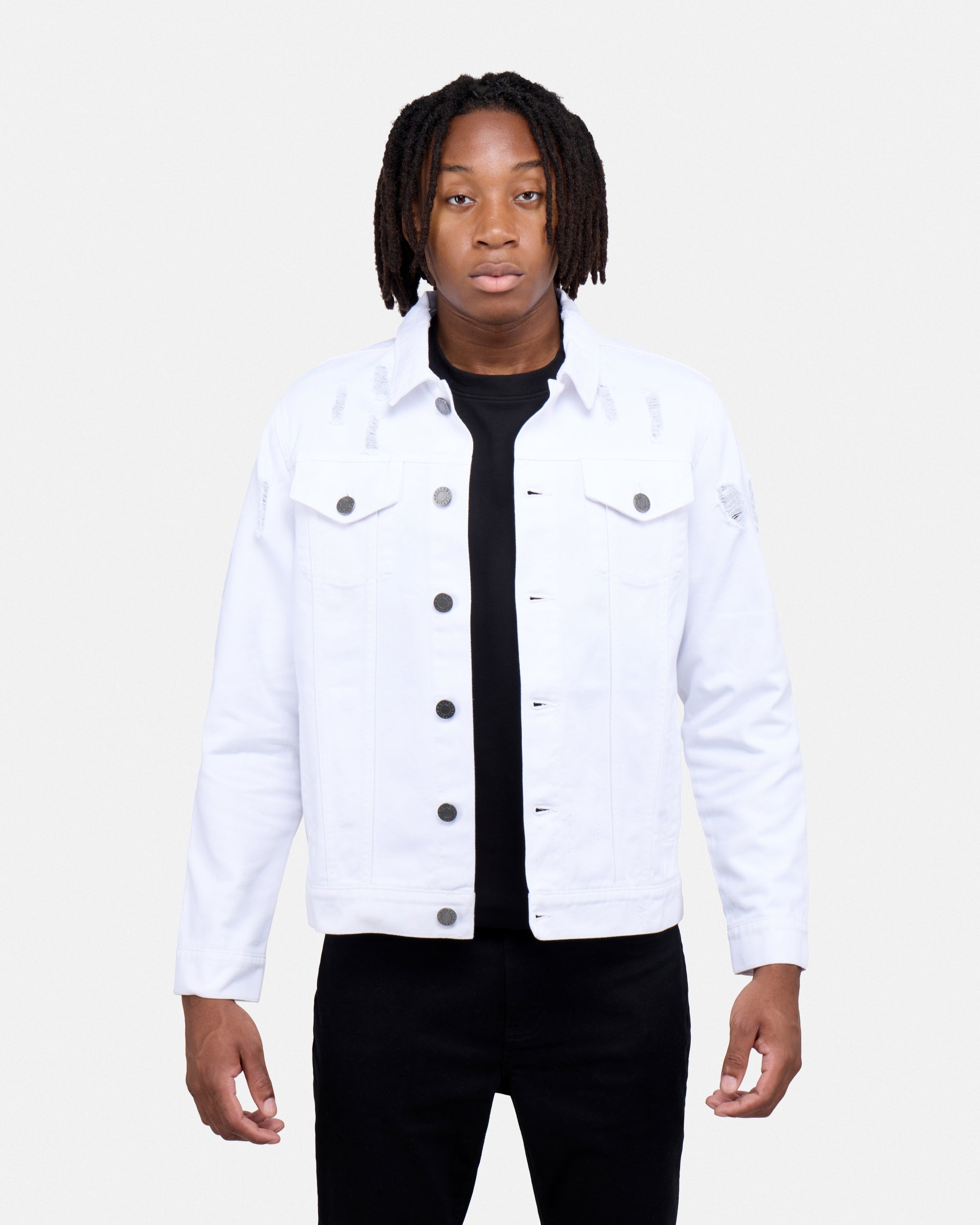 X RAY Mens Cotton Ripped Biker Denim Jacket