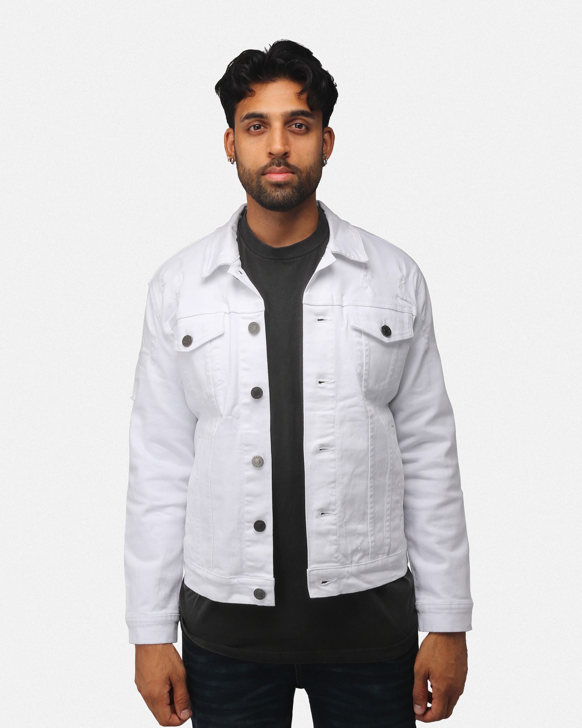 Cotton Denim White Ripped Jean Jacket Mens X RAY Mens Cotton