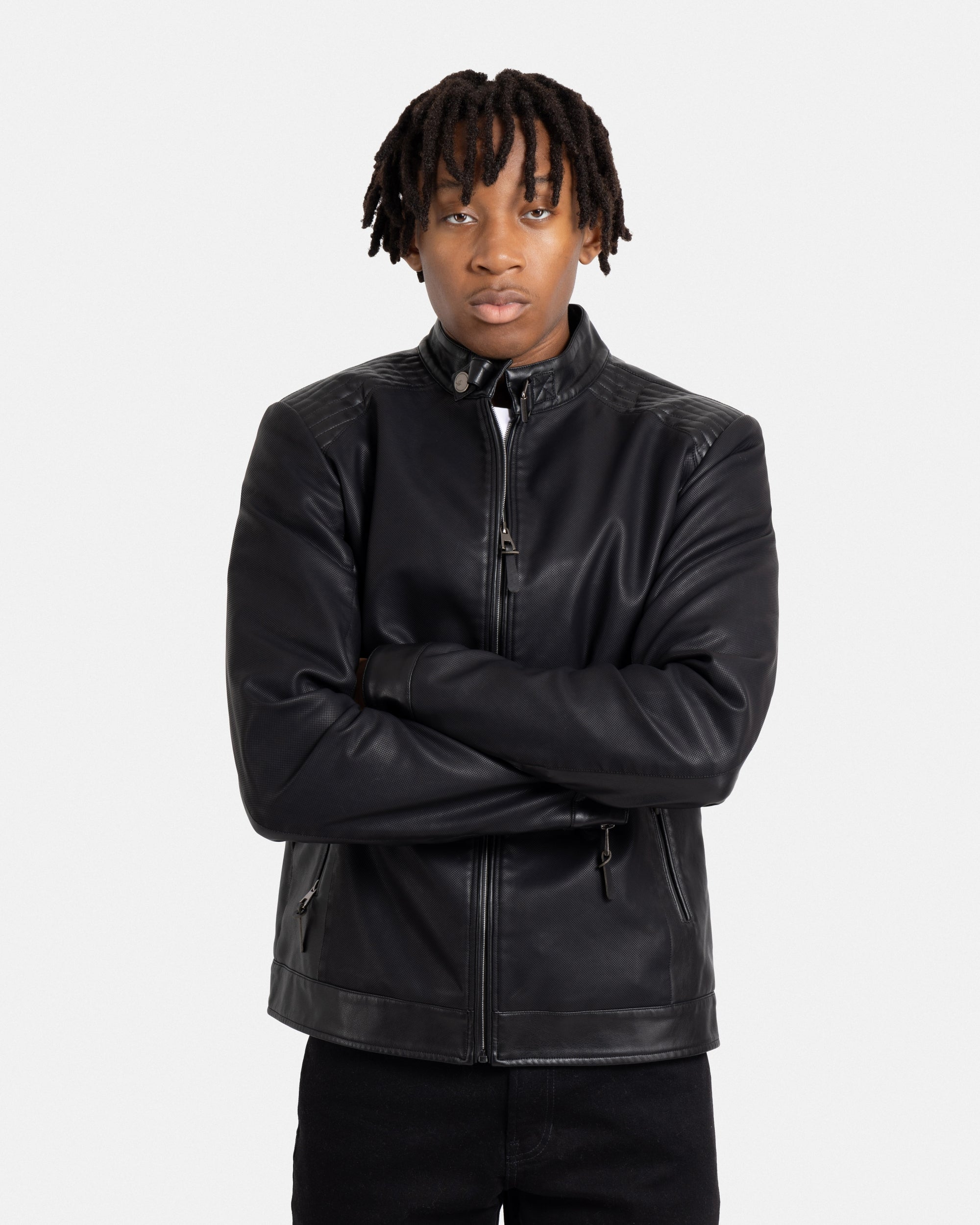 XRAY JEANS Men's PU Racer Jacket With Faux Shearing Lining – X-RAY