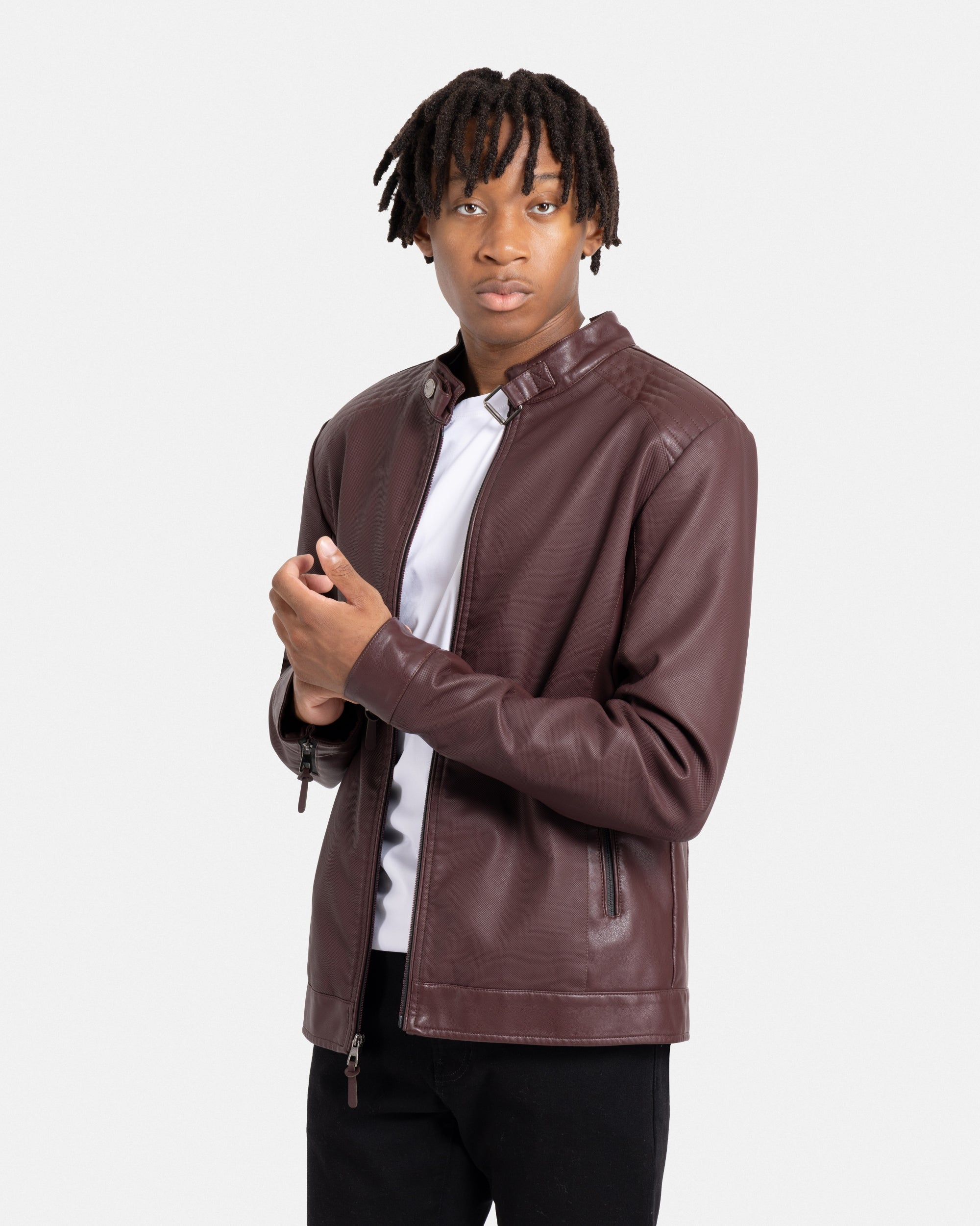 XRAY JEANS Men's PU Racer Jacket With Faux Shearing Lining – X-RAY