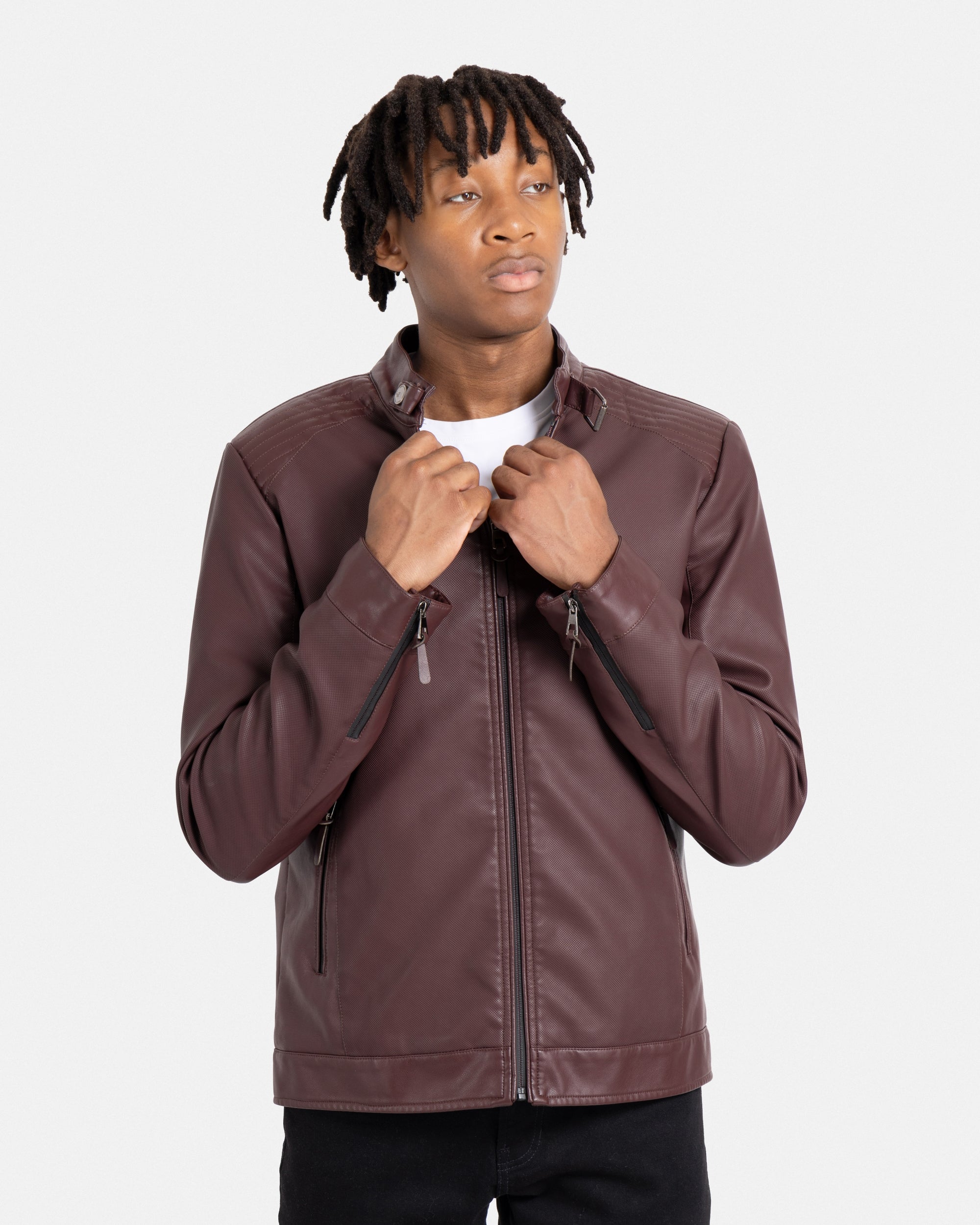 XRAY JEANS Men's PU Racer Jacket With Faux Shearing Lining – X-RAY