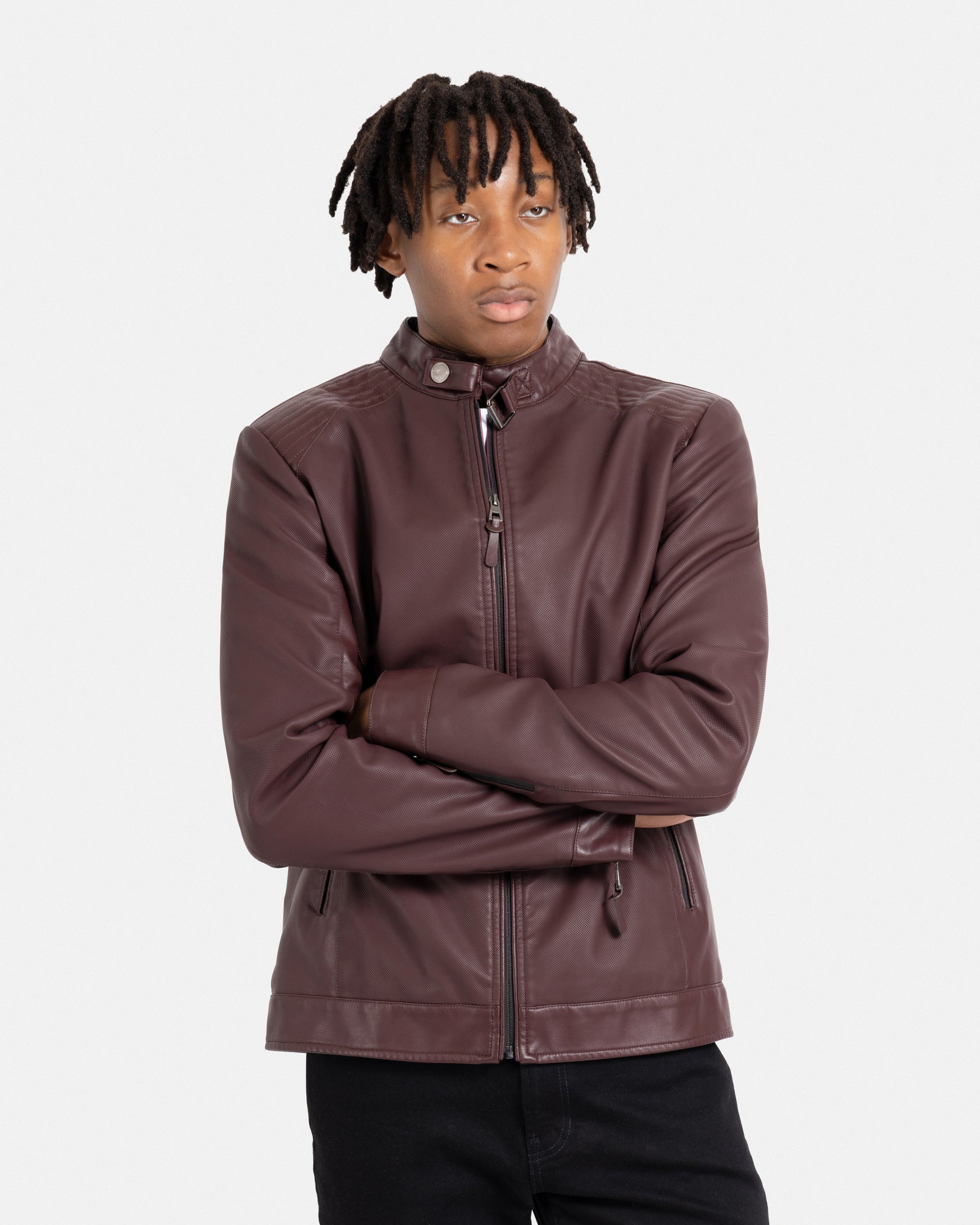 XRAY JEANS Men's PU Racer Jacket With Faux Shearing Lining – X-RAY