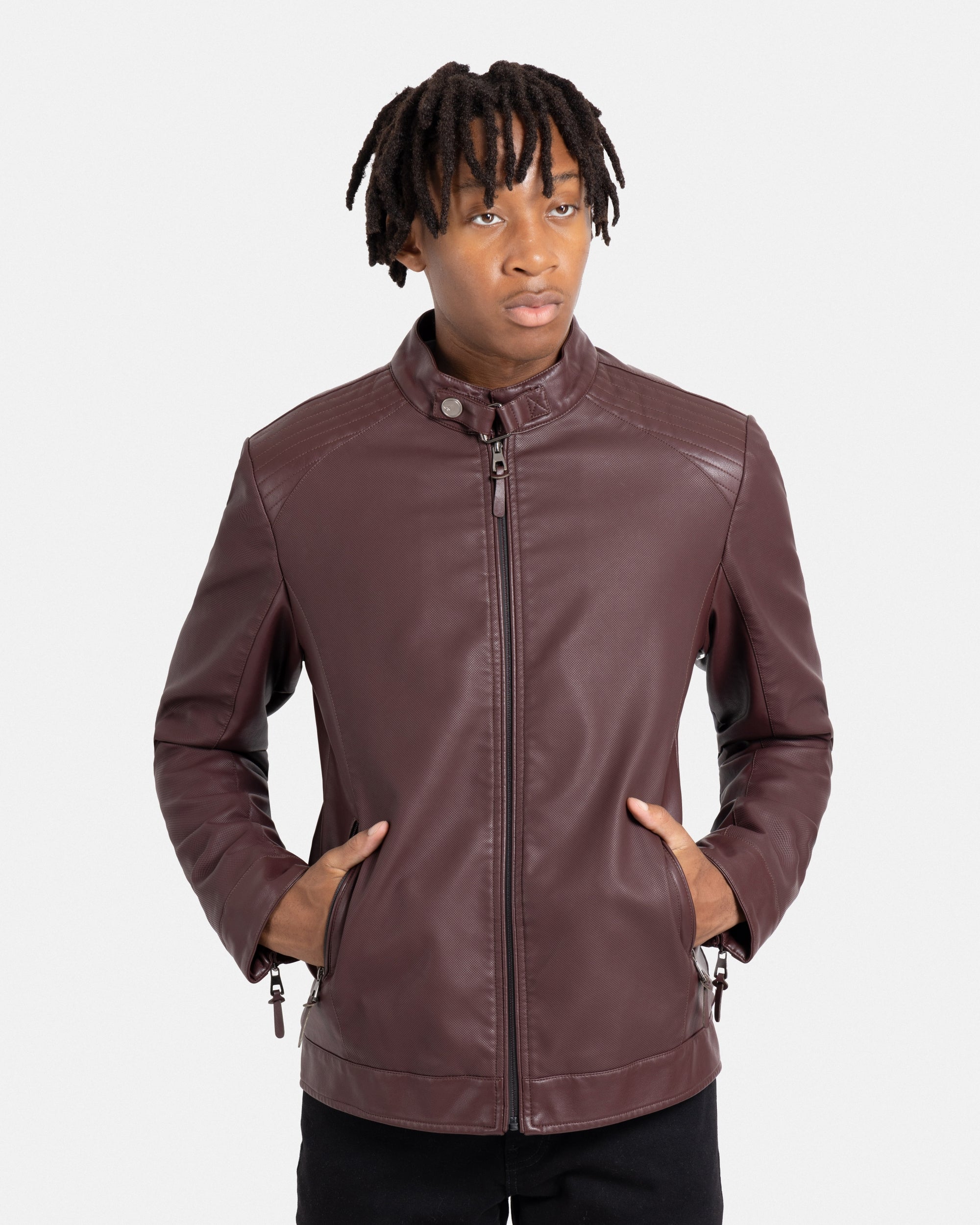 XRAY JEANS Men's PU Racer Jacket With Faux Shearing Lining – X-RAY