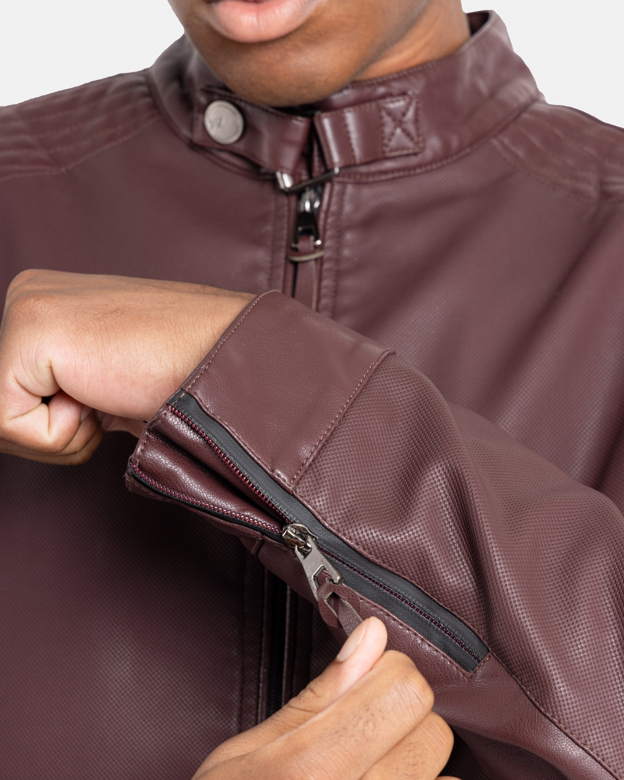 XRAY JEANS Men's PU Racer Jacket With Faux Shearing Lining