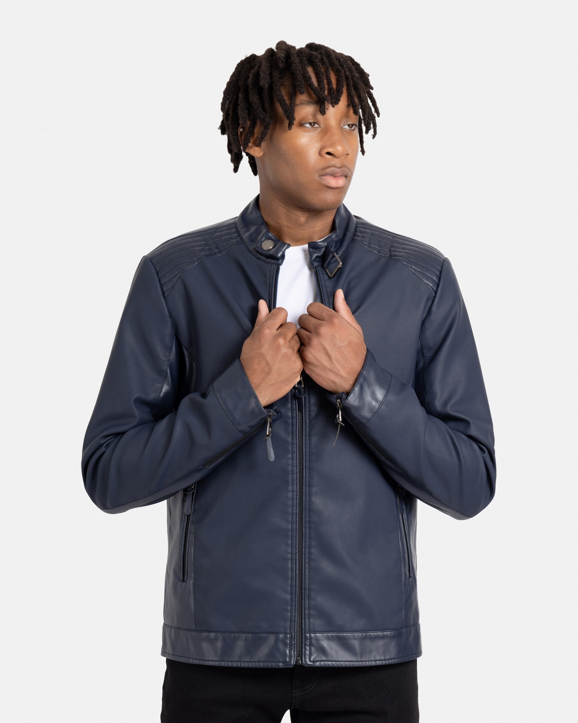 Rayページ X RAY Men's Utility Leather Jacket With Faux Shearling