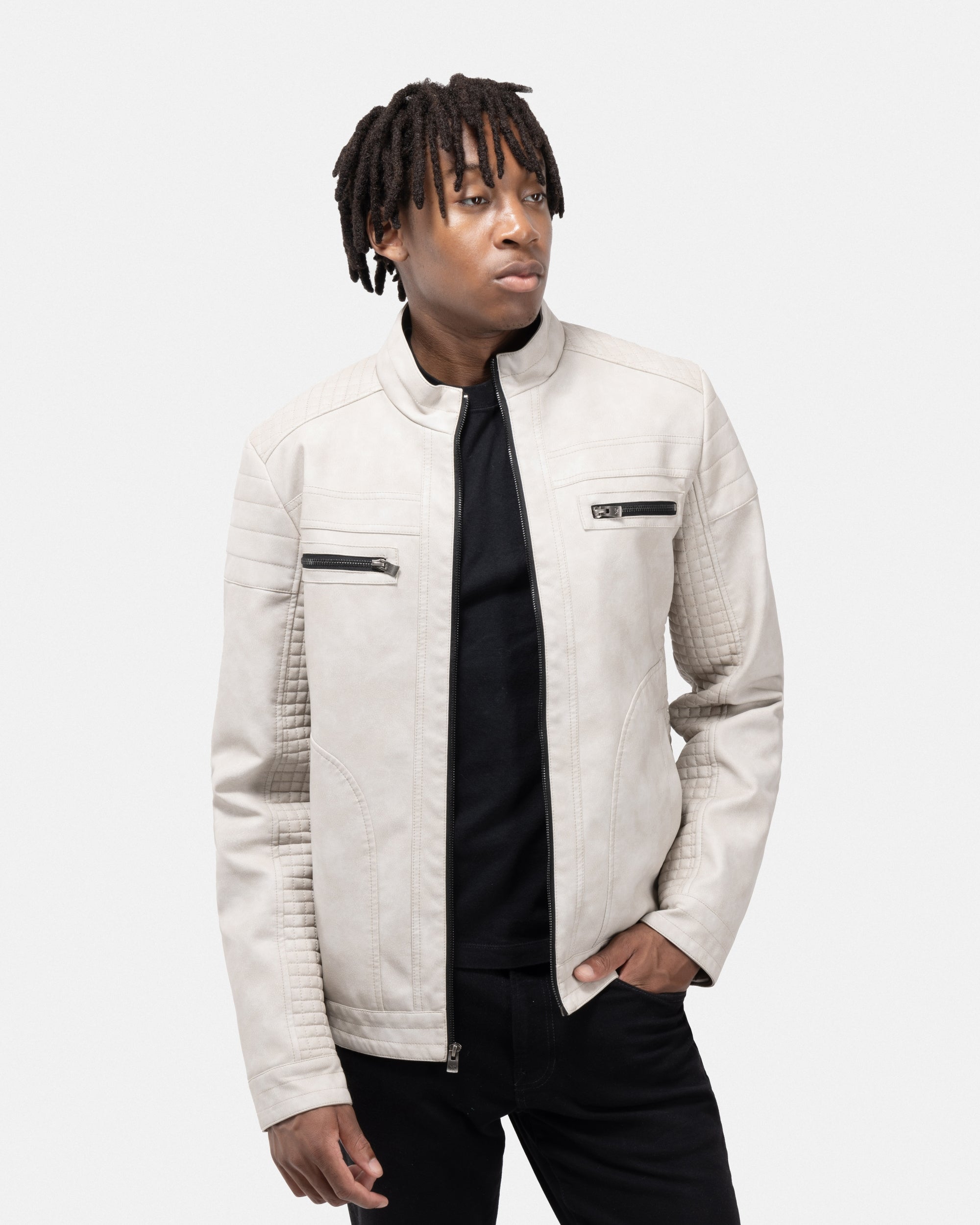 XRAY JEANS Men's PU Leather Jacket With Hood And Faux Shearing Lining