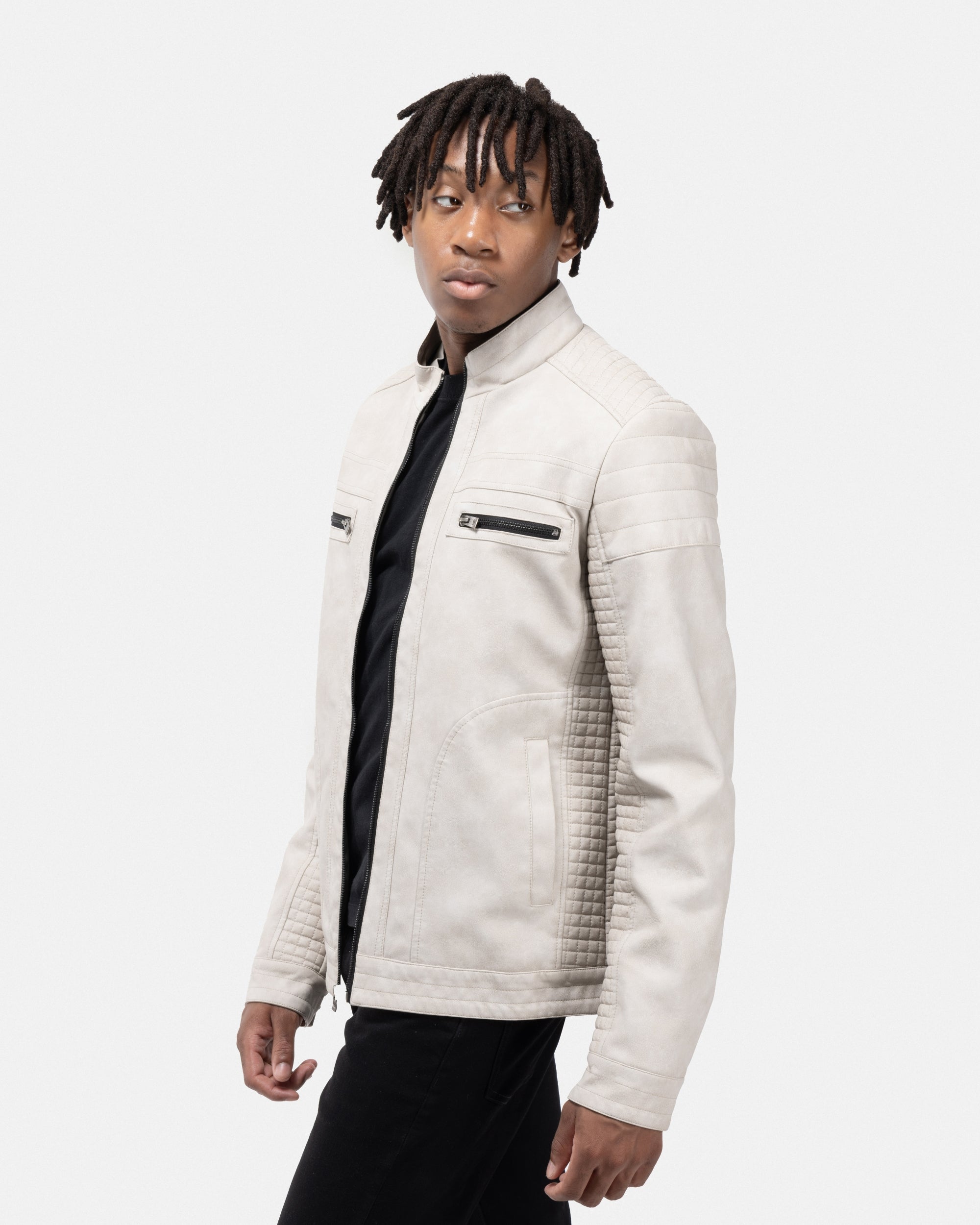 XRAY JEANS Men's PU Leather Jacket With Hood And Faux Shearing