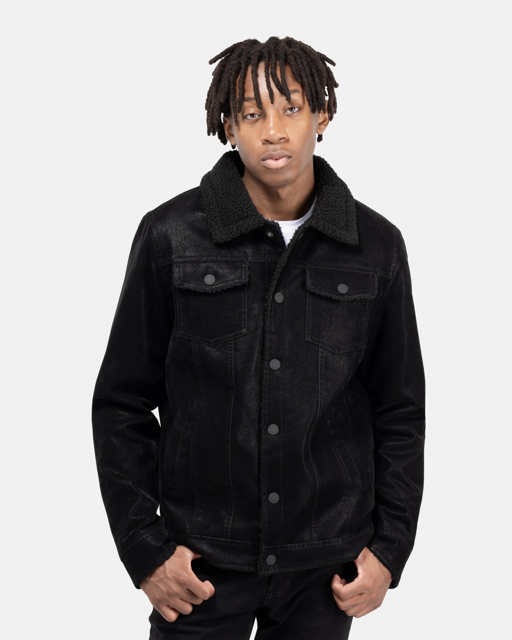 Men's Jacket With Faux Shearling Lining-thumbmail-1