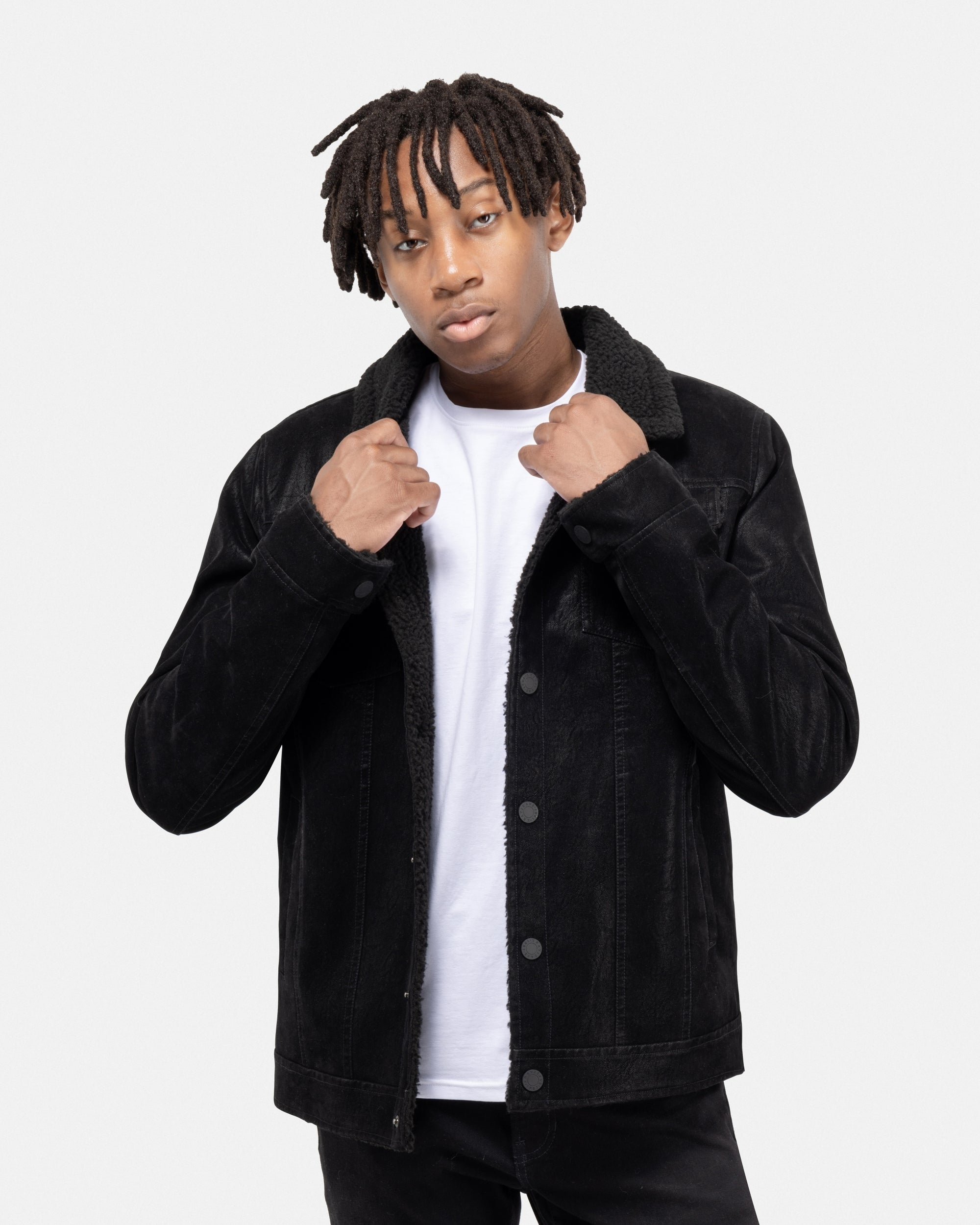 Men's Jacket With Faux Shearling Lining-thumbmail-3